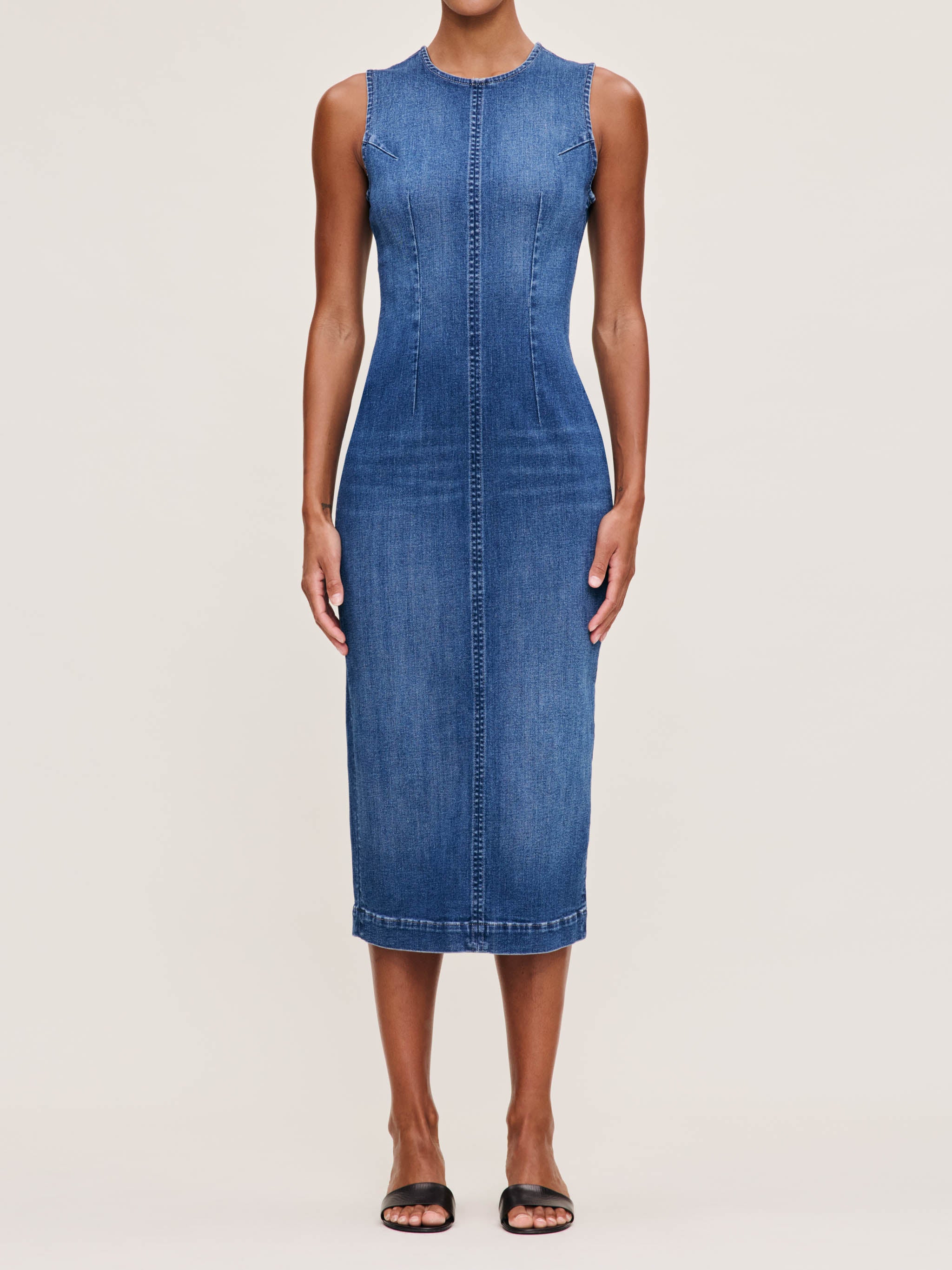 Women's Blue Denim Midi Dress