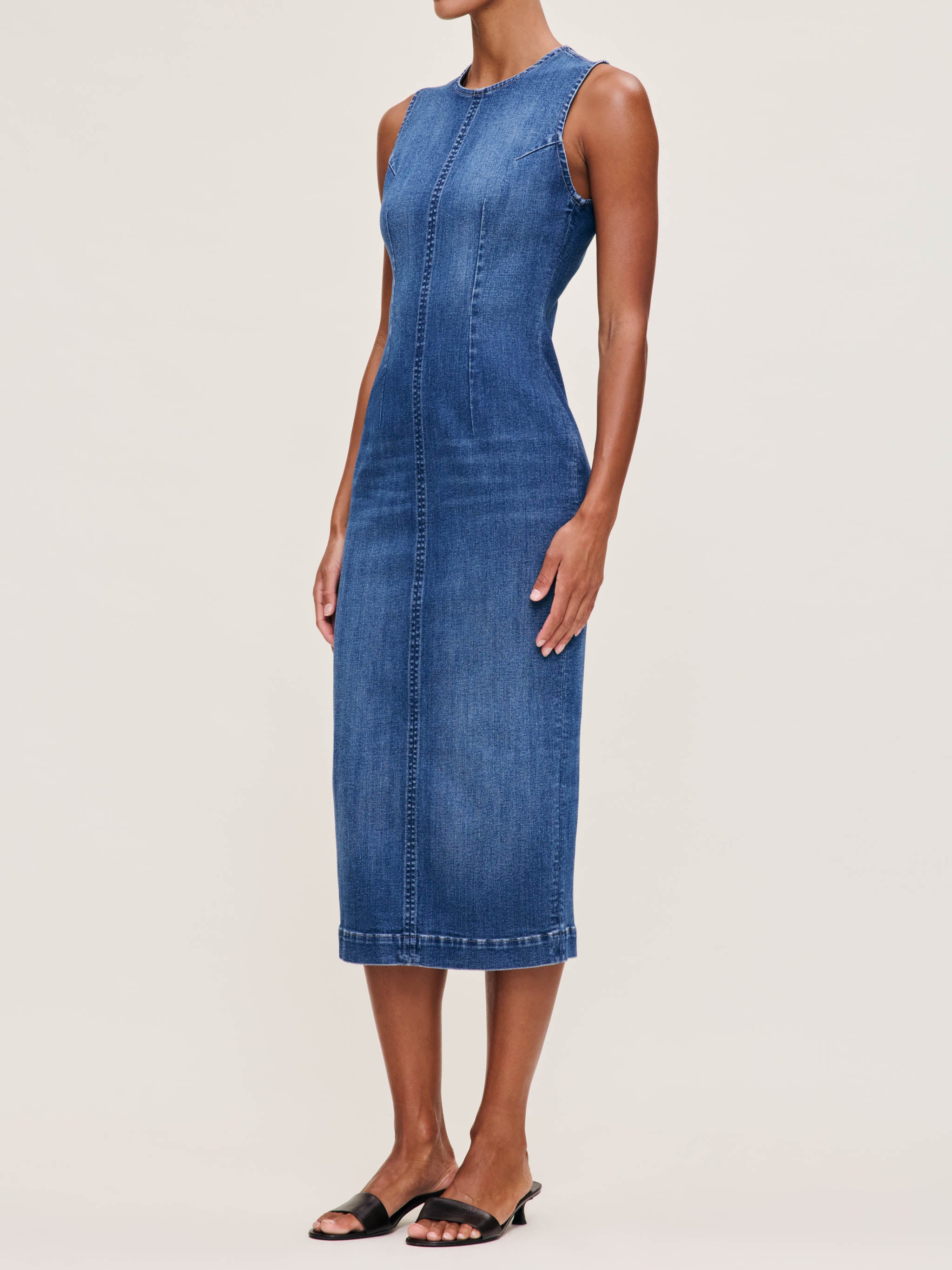 Women's Blue Denim Midi Dress