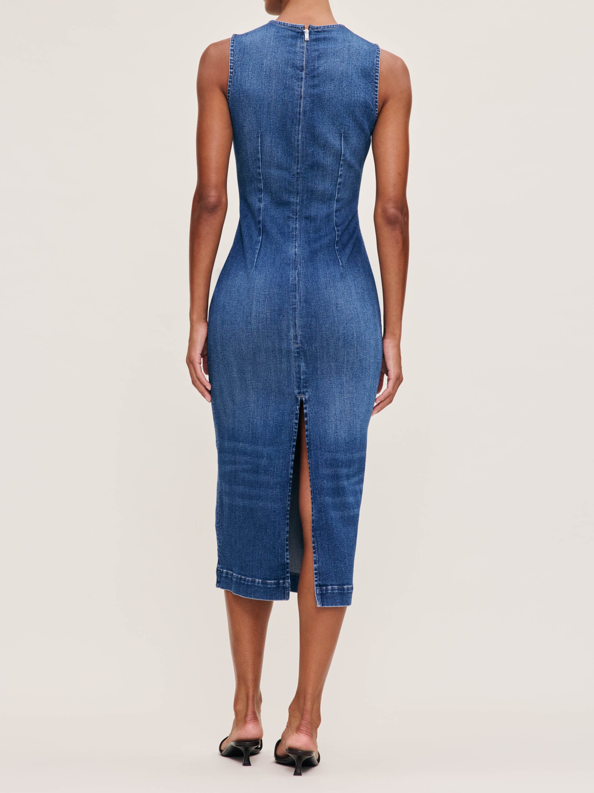Women's Blue Denim Midi Dress
