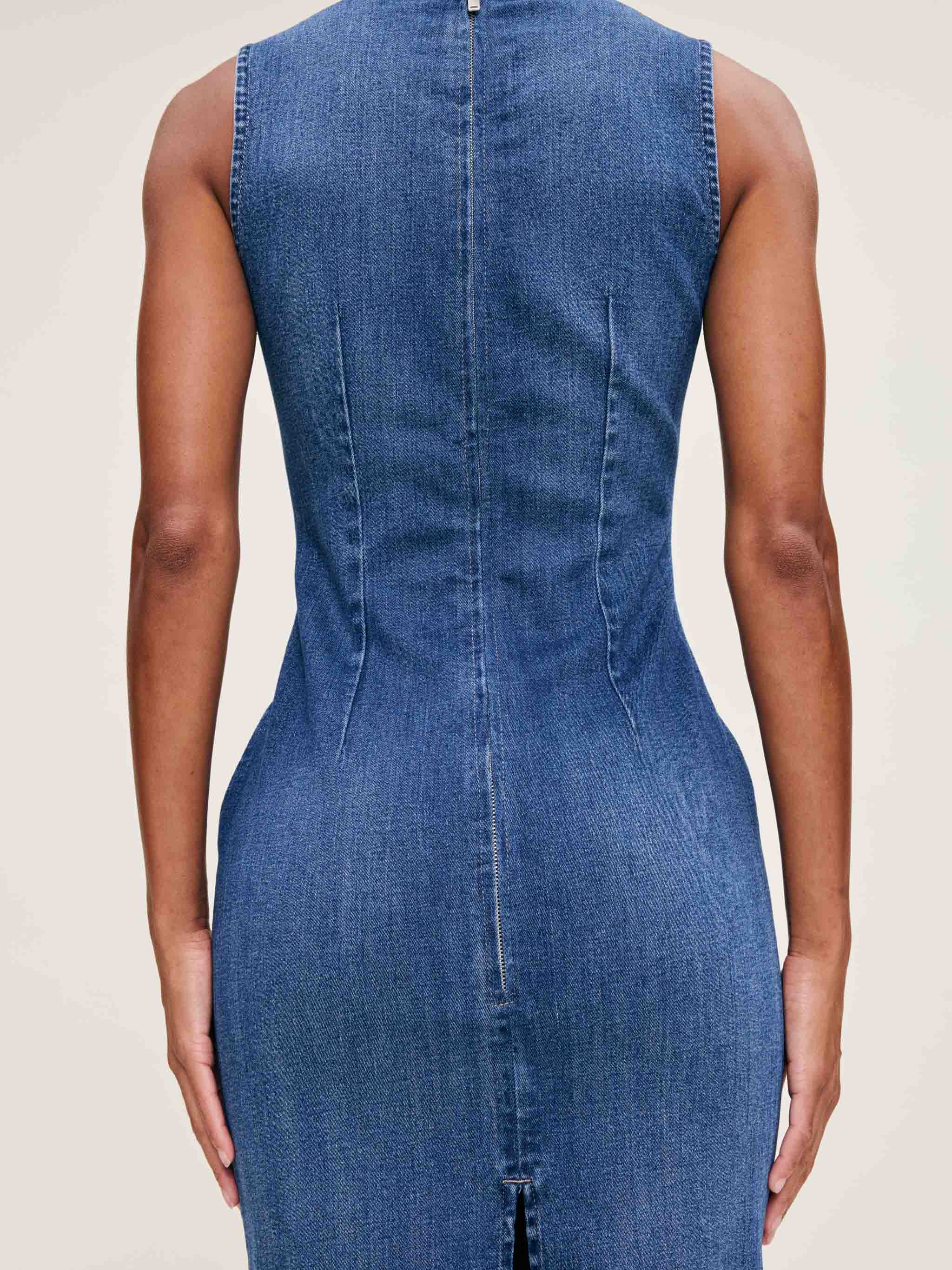 Women's Blue Denim Midi Dress