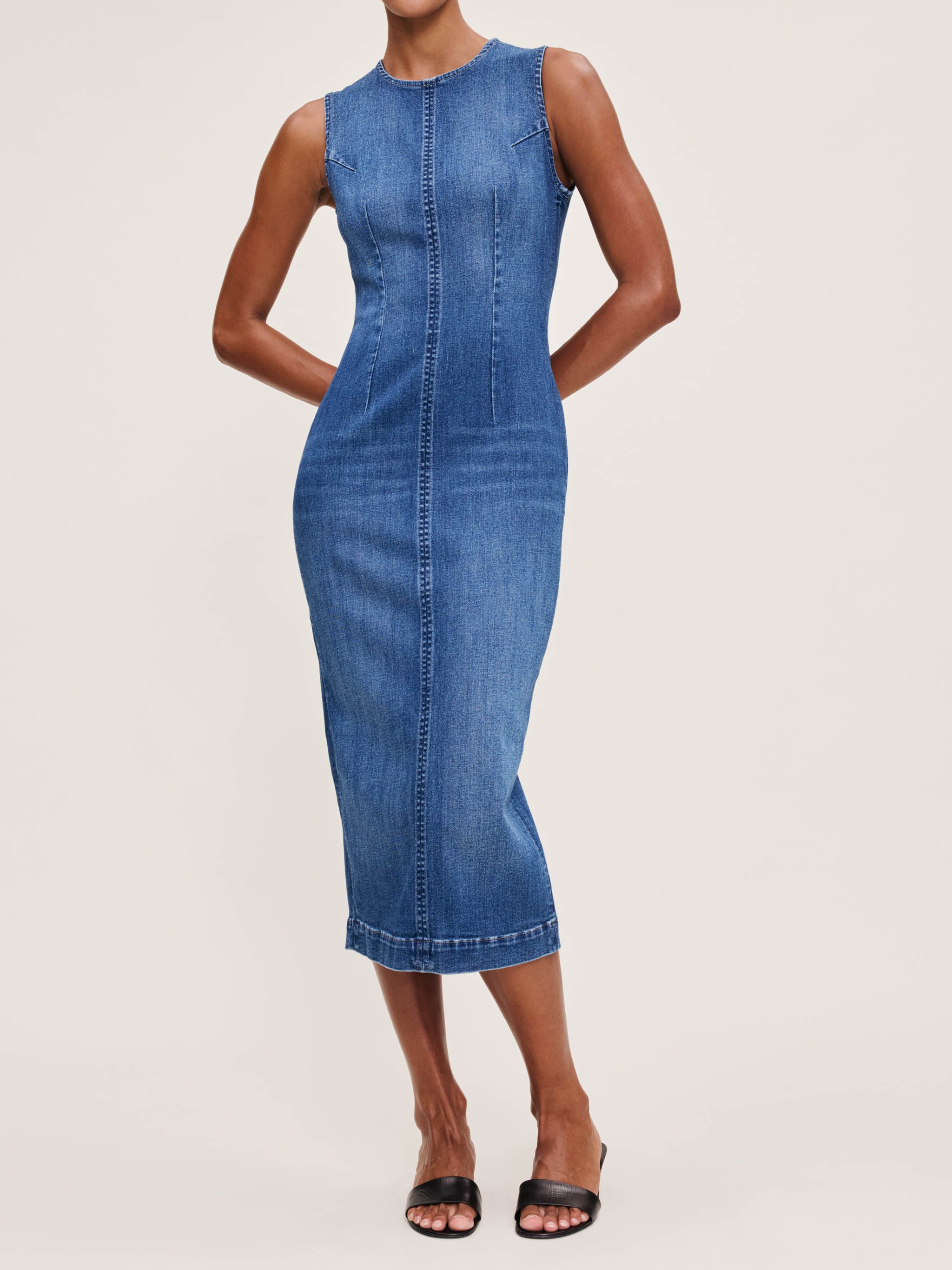 Women's Blue Denim Midi Dress