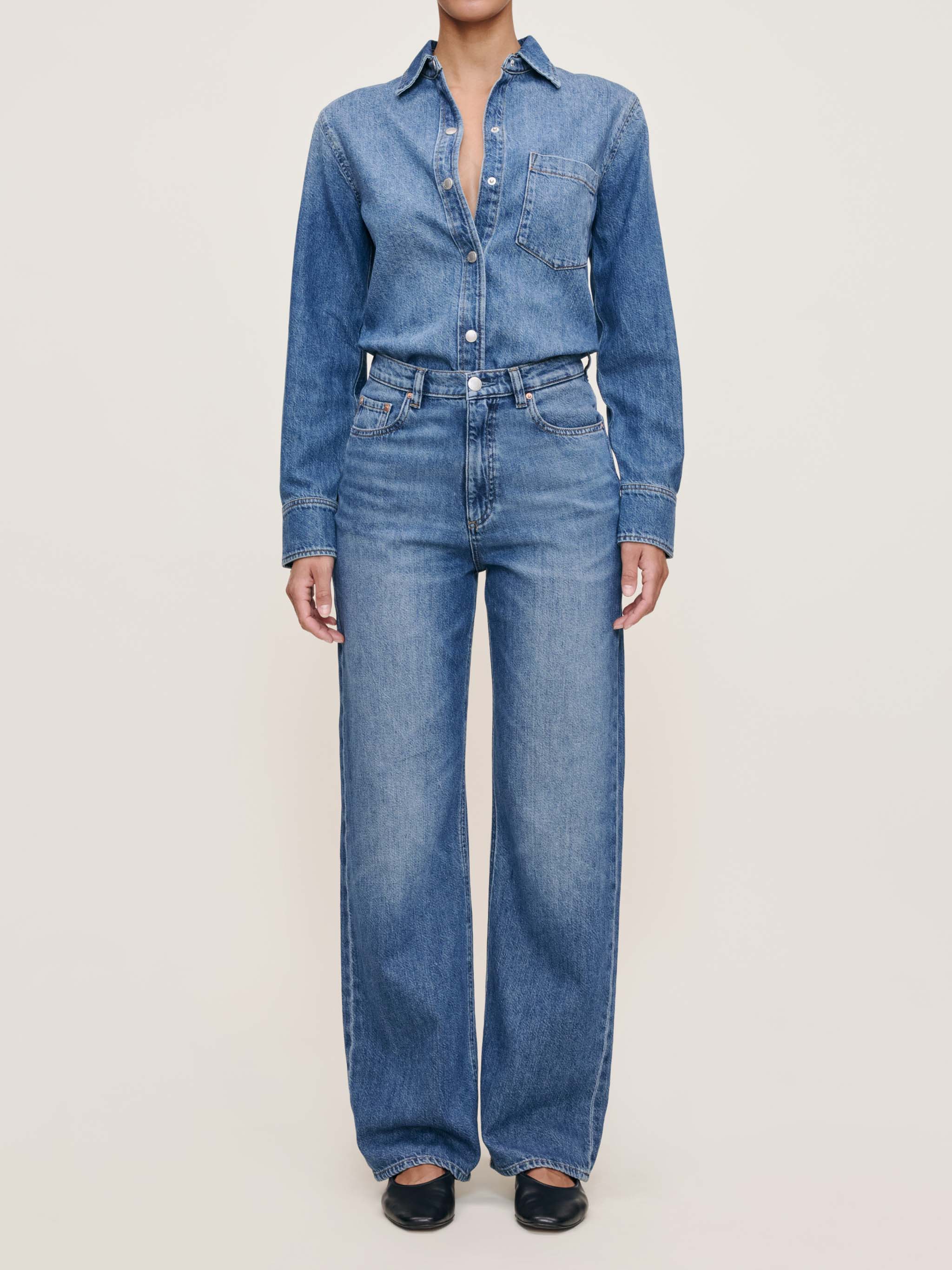 women's wide leg blue jean