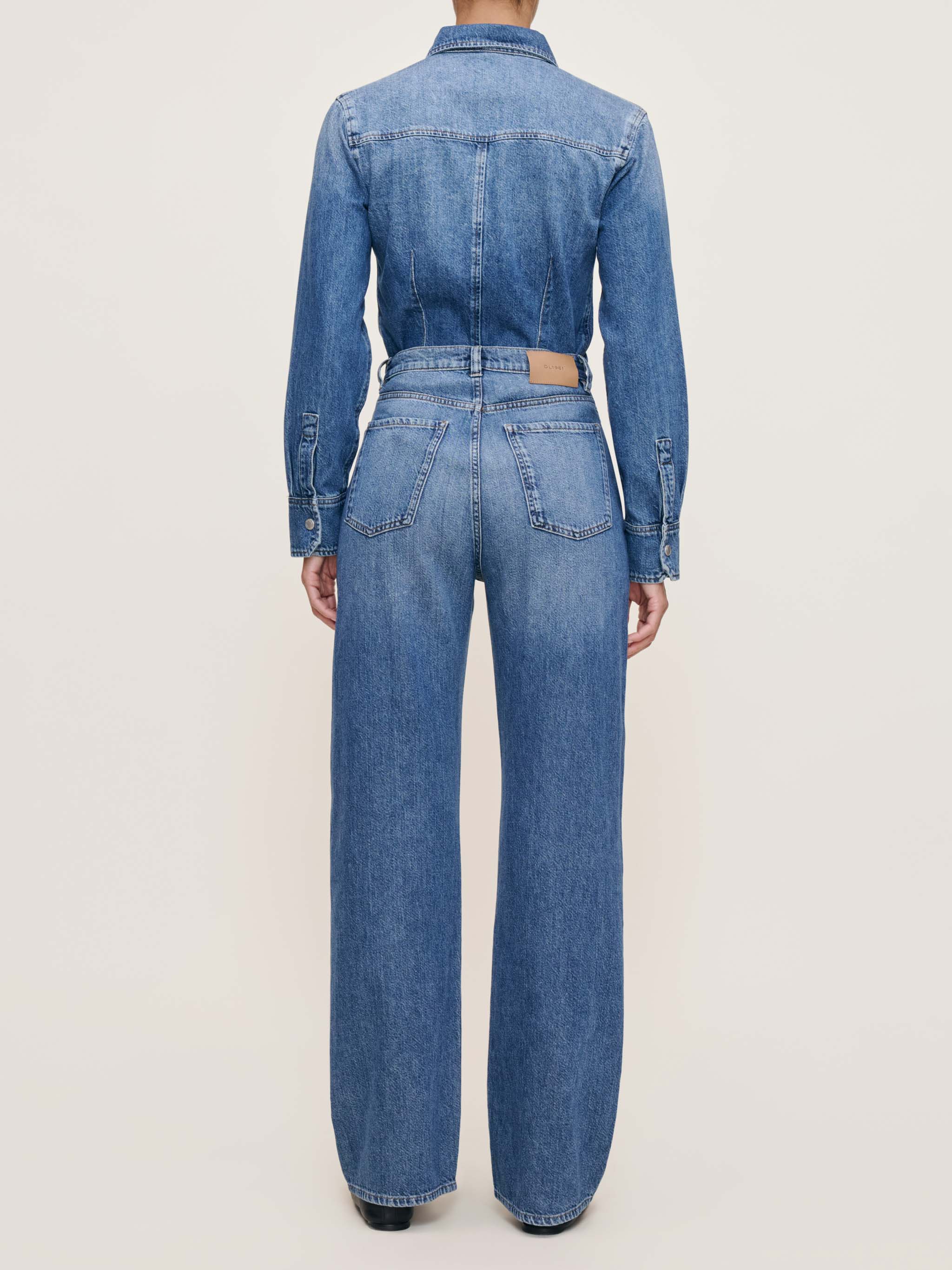 women's wide leg blue jean