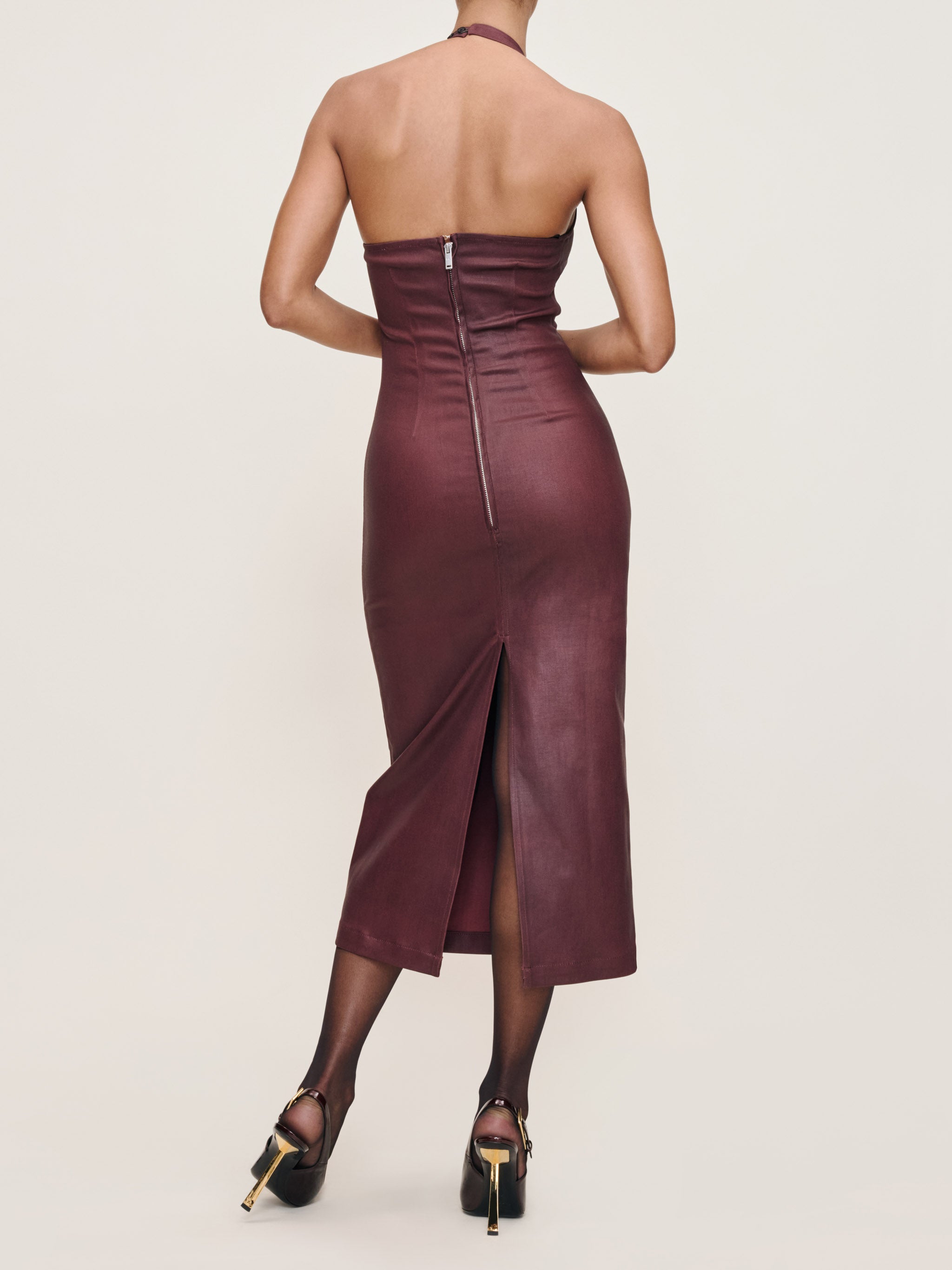 Esme Dress Halter Midi | Saffron Coated