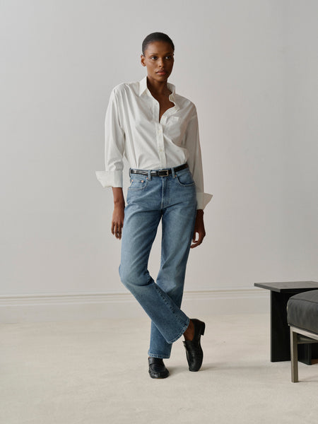 Faye Oversized Shirt | White Poplin | DL1961 Premium Denim