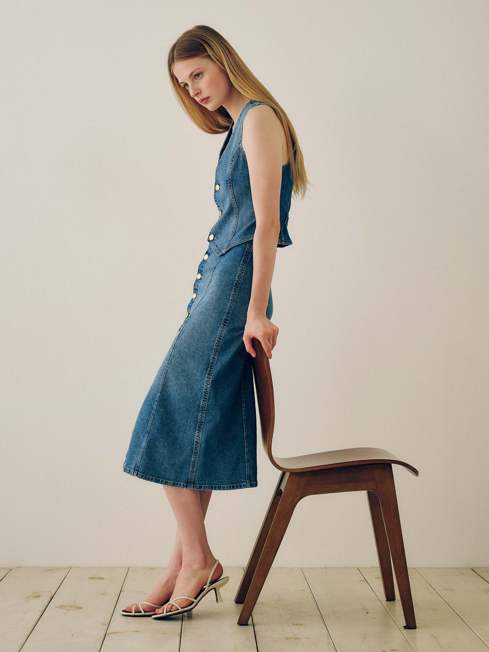 women's blue jean skirt