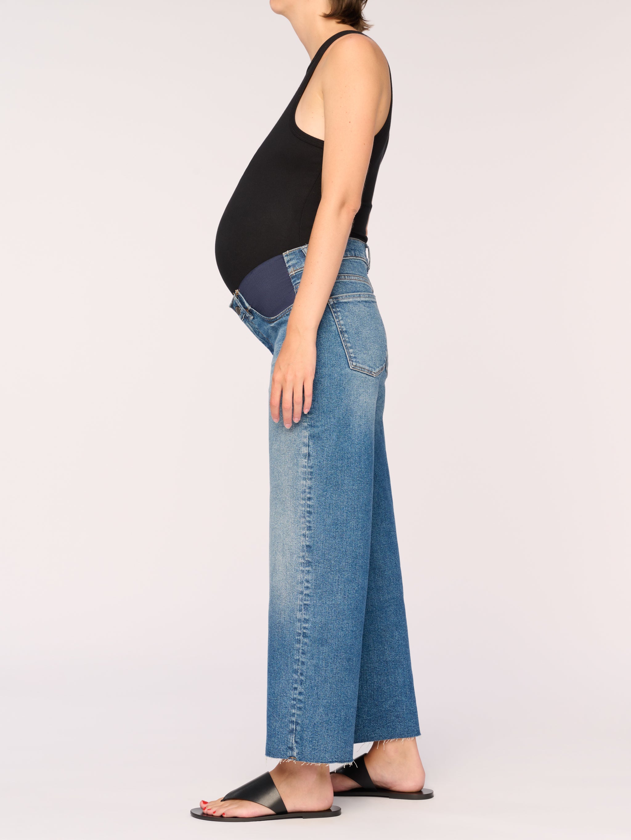 women's maternity wide leg blue jean