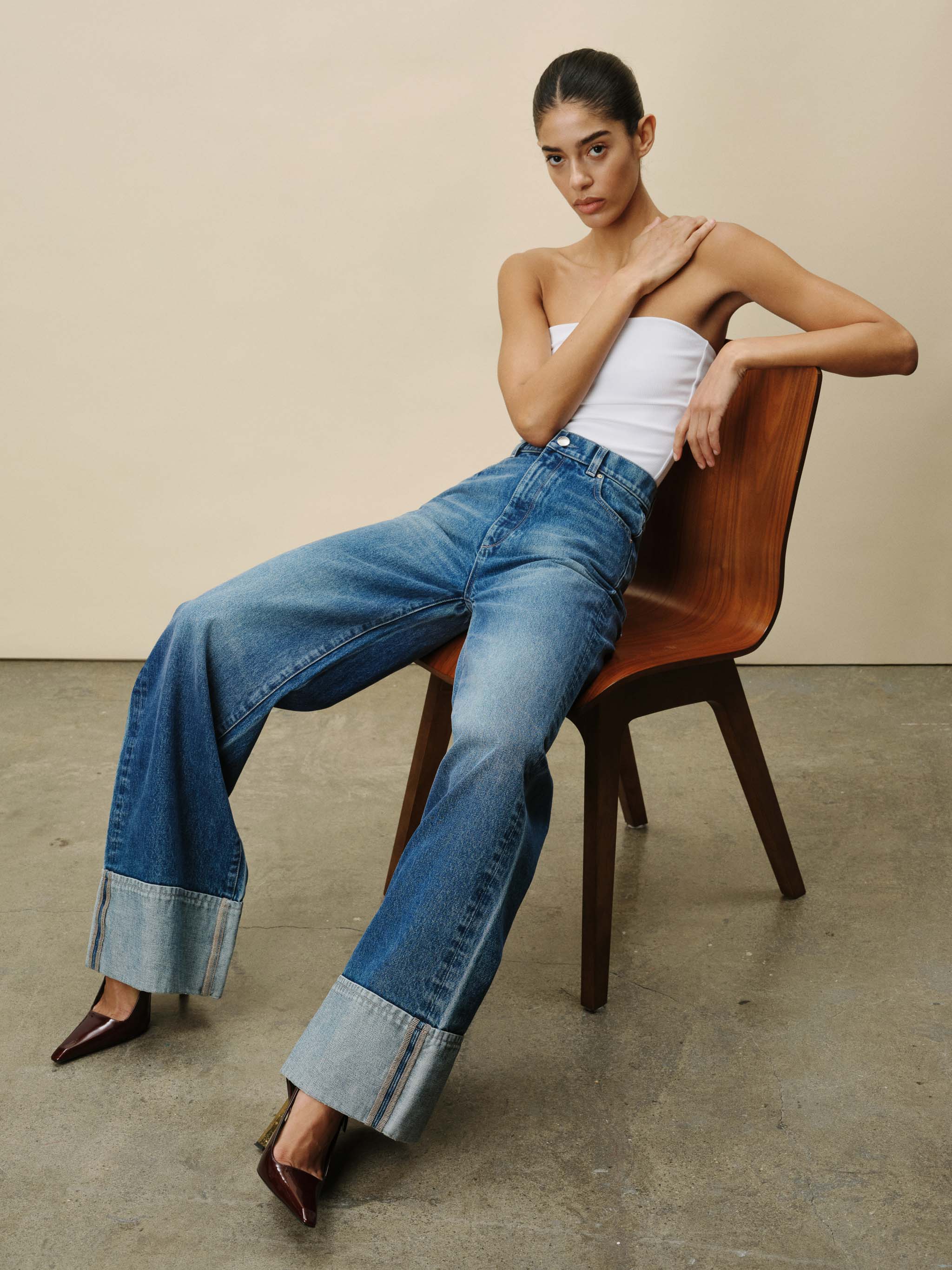 women's wide leg blue jean