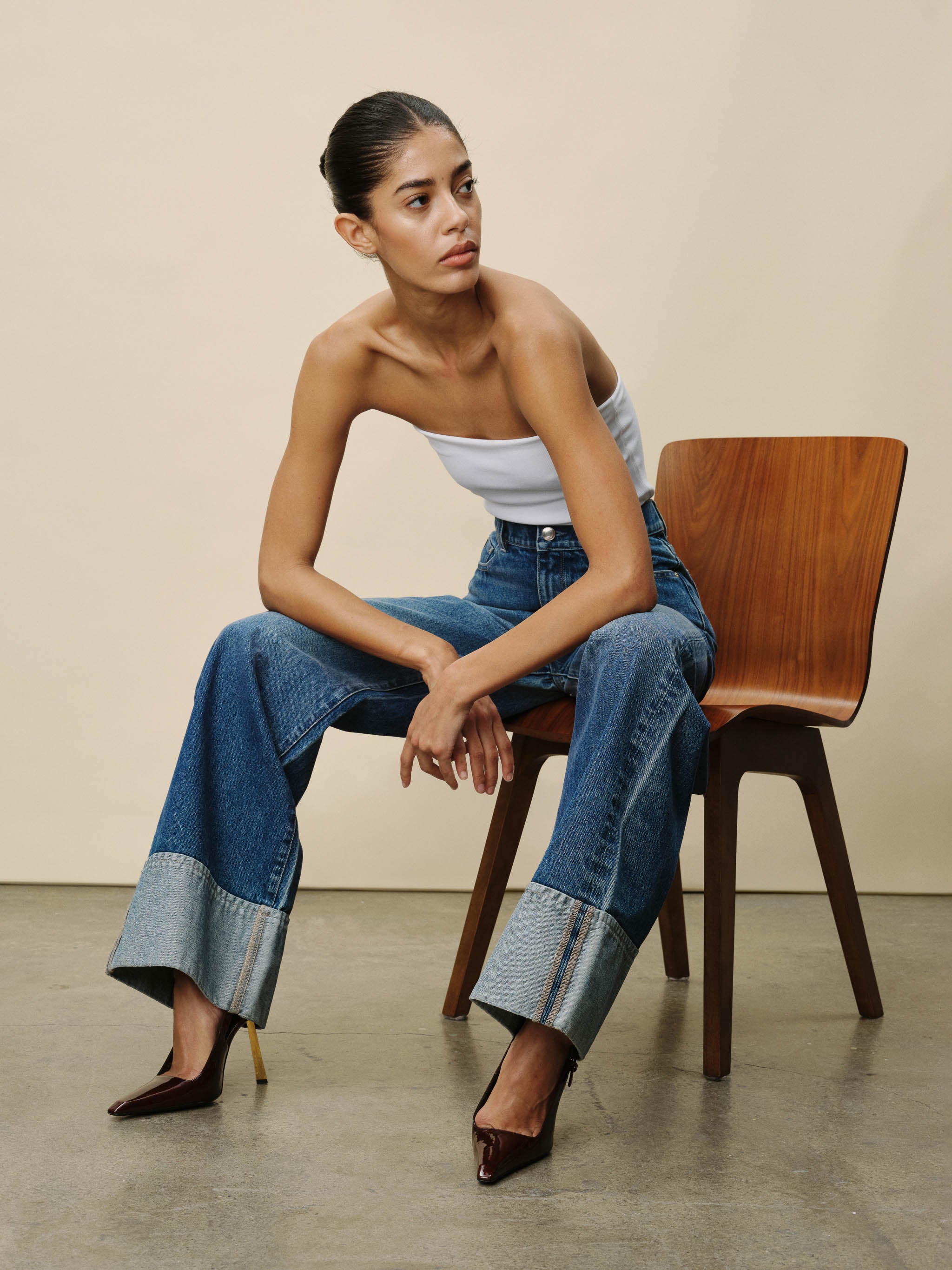 women's wide leg blue jean
