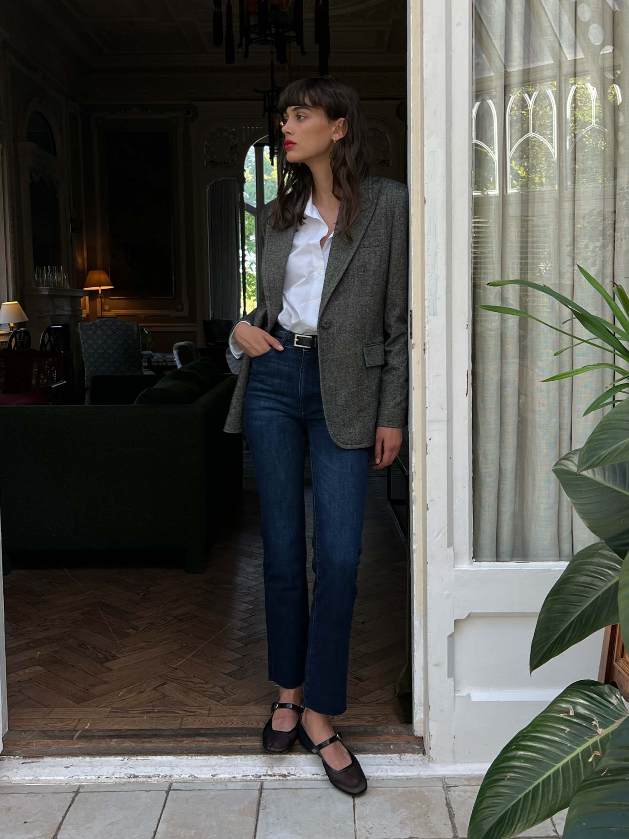 women's straight blue jean