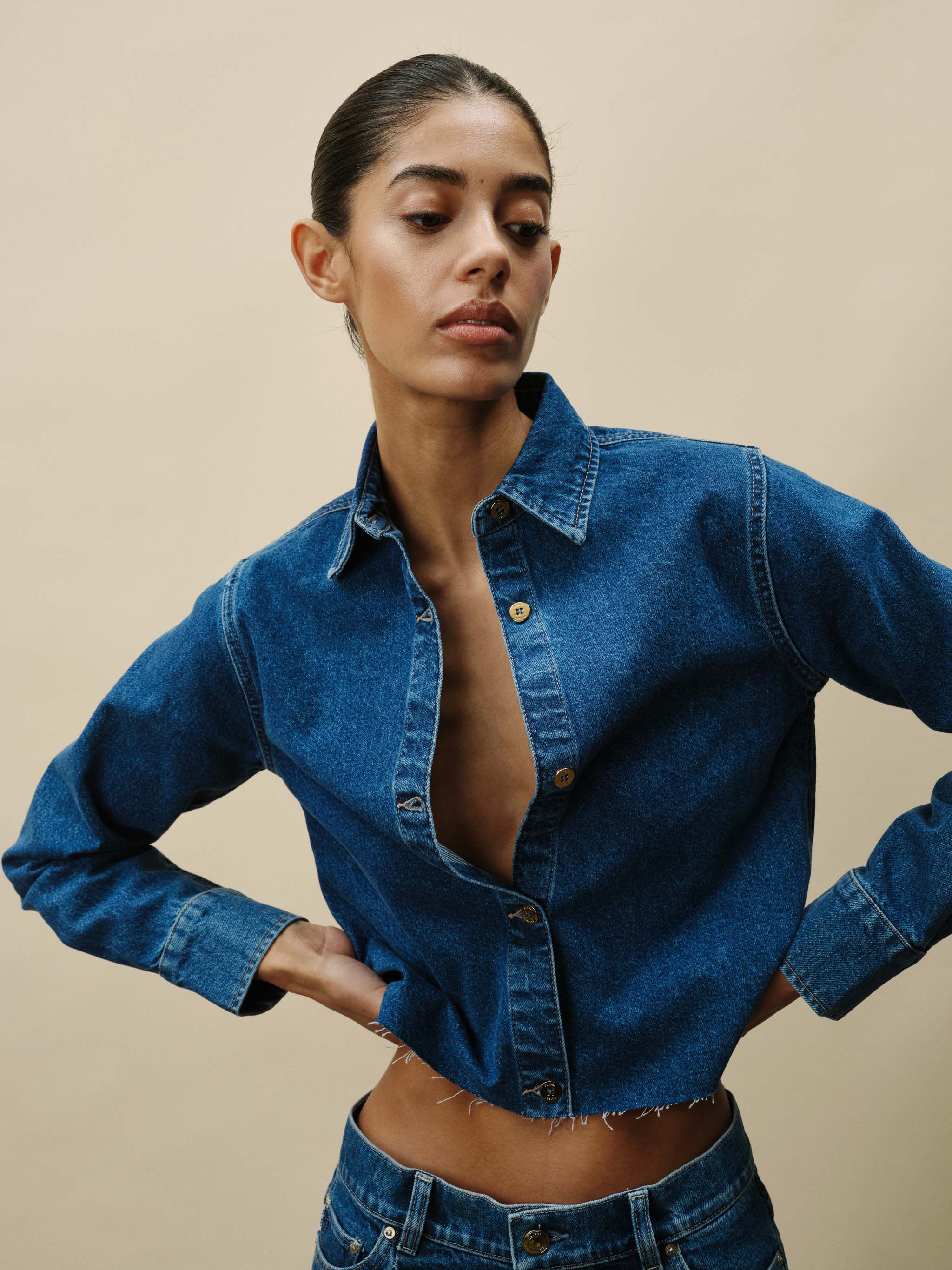 women's shirt blue jean