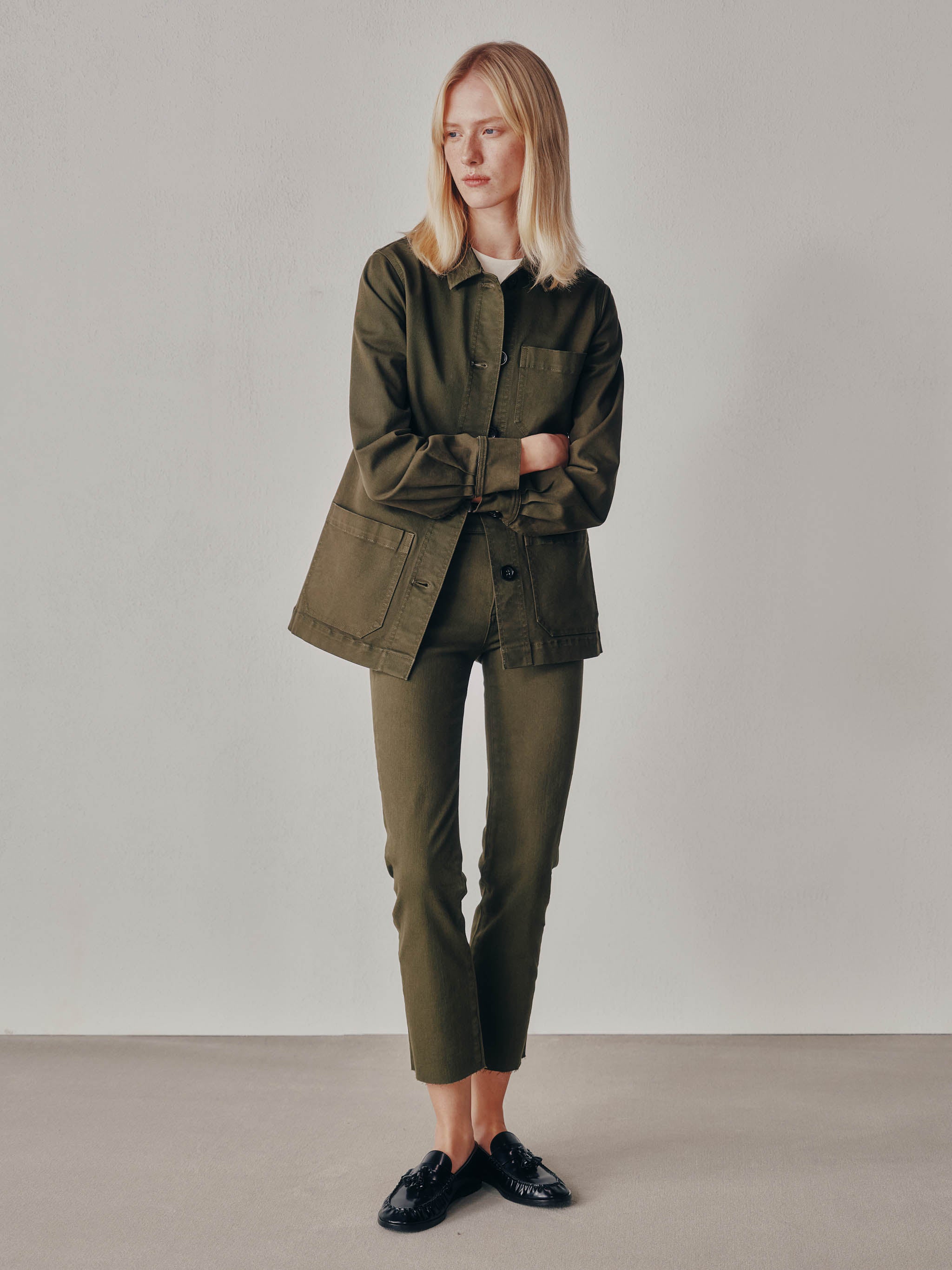 women's straight green jean