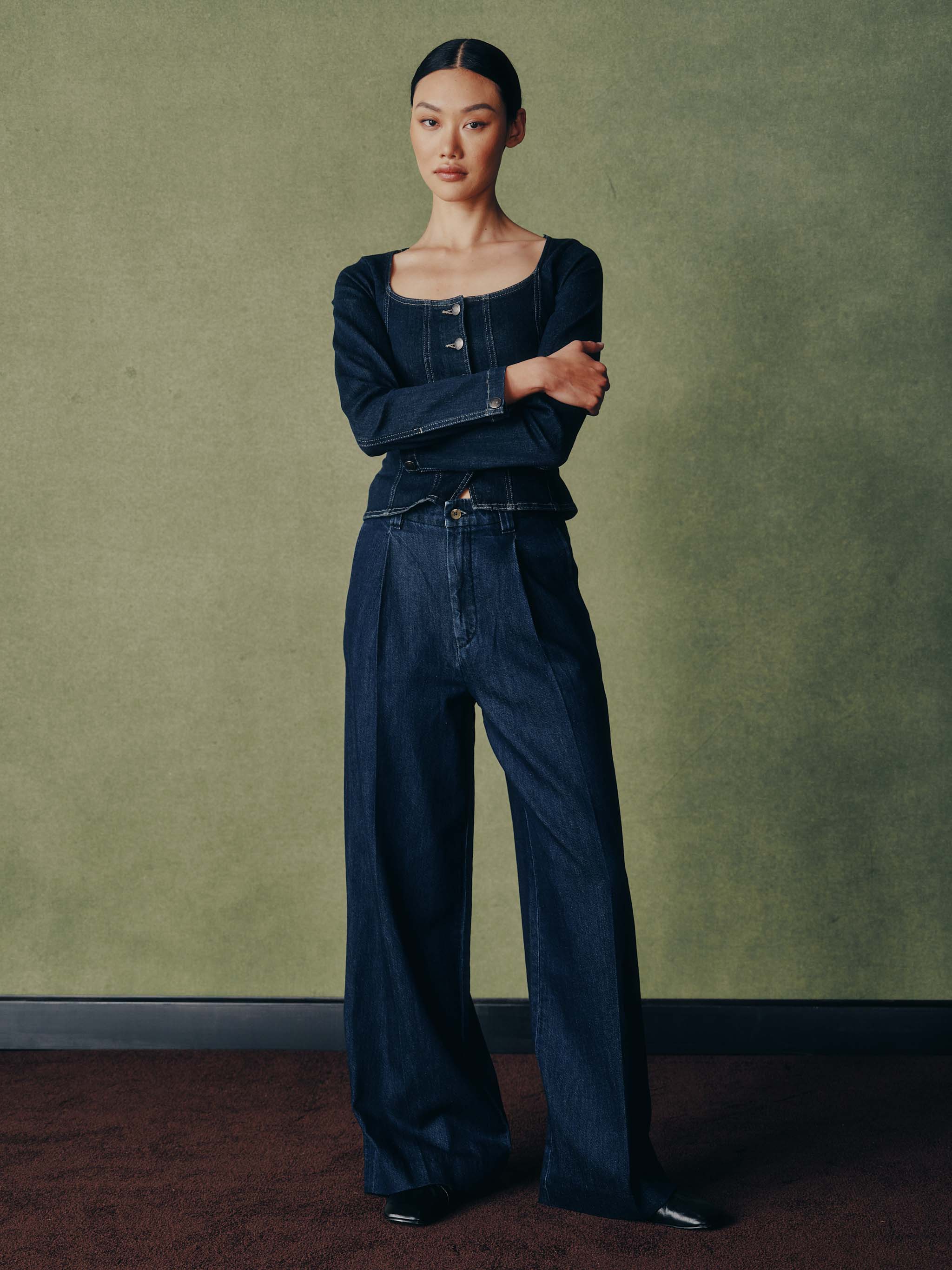 women's wide leg blue jean