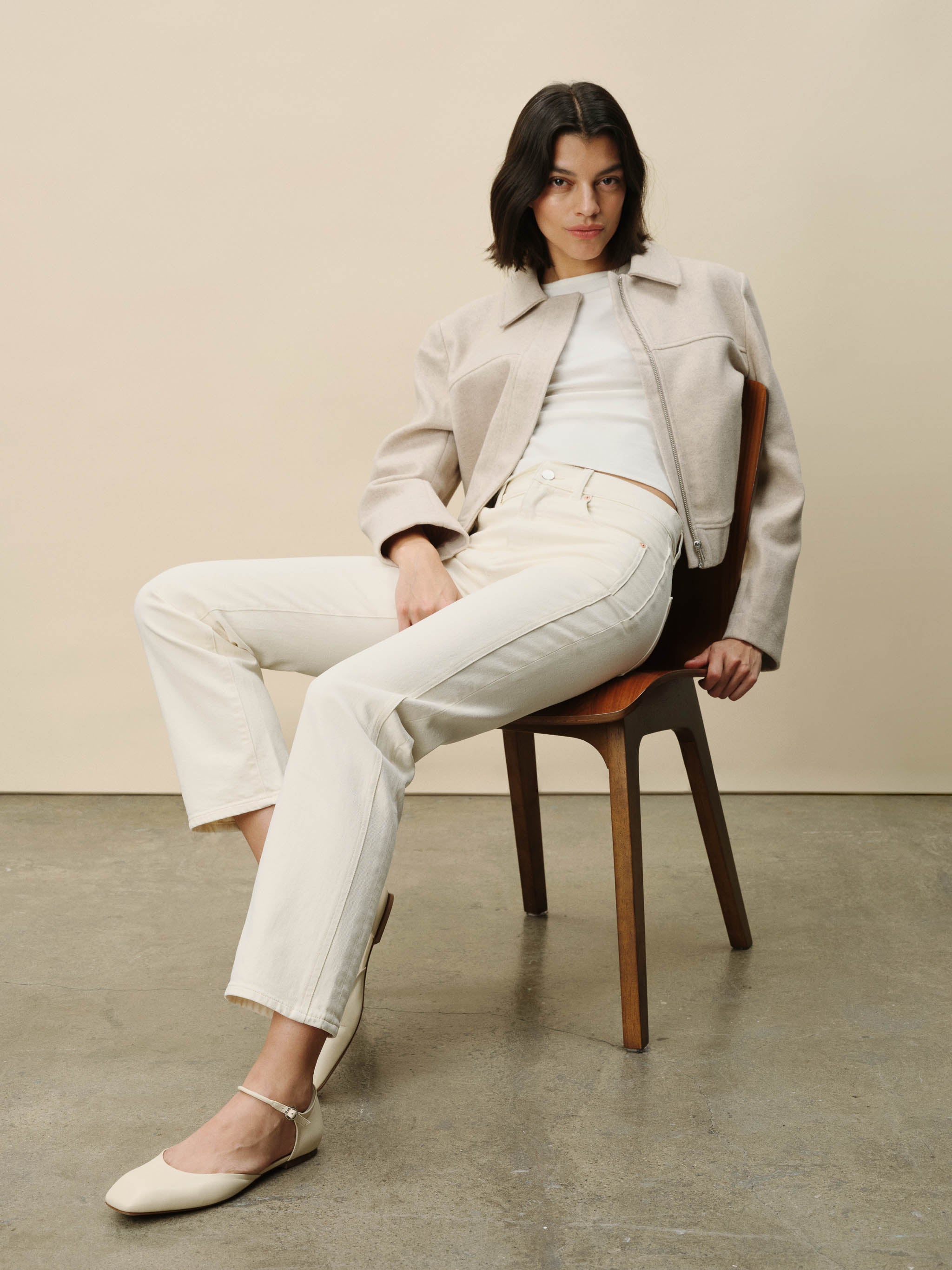 women's straight white jean