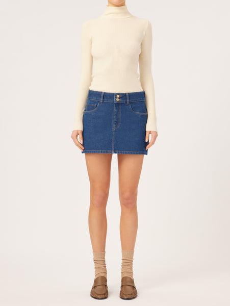 Alma Low Rise Micro Mini Jean Skirt | Vibrant Rinse