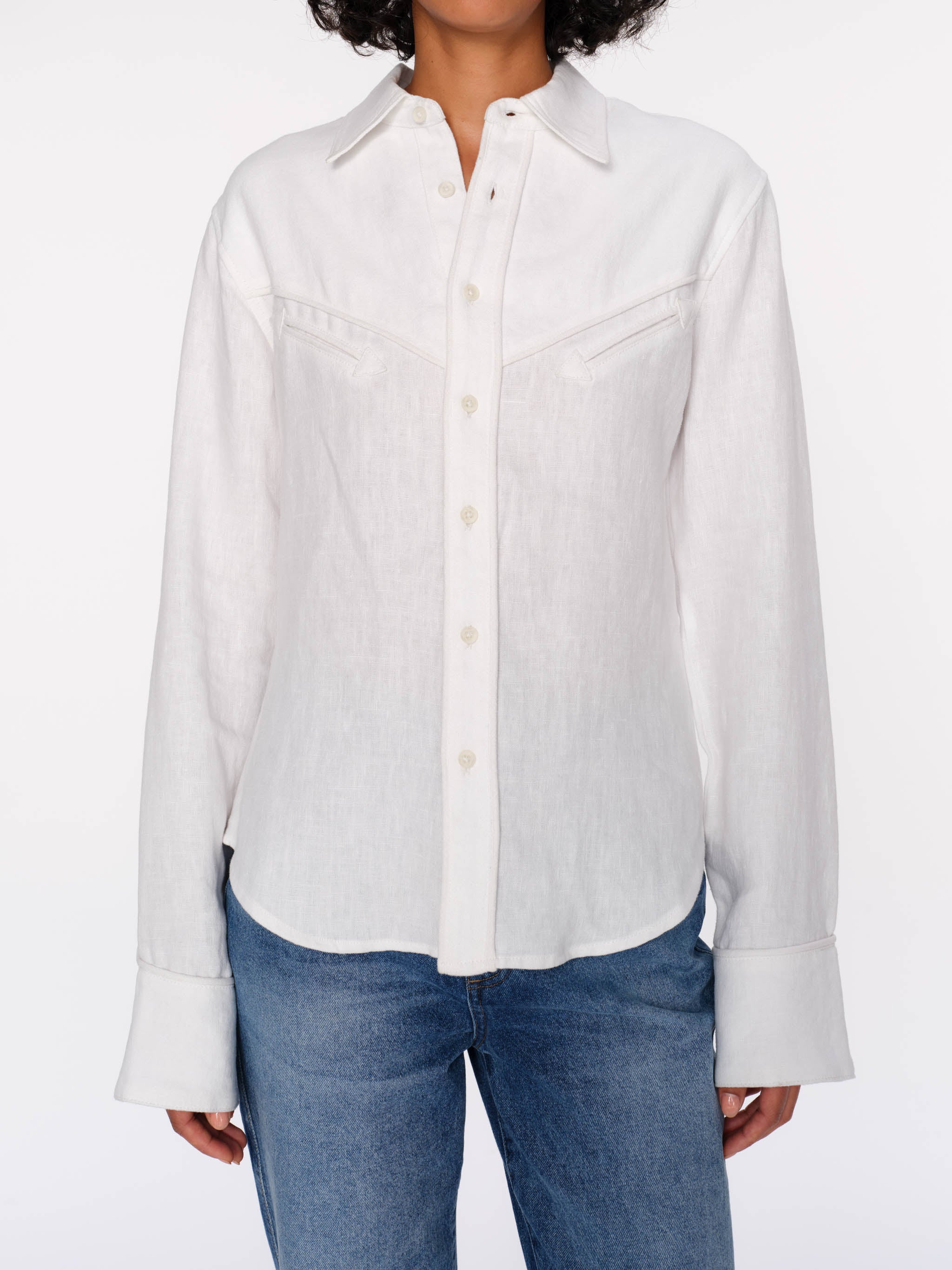 Women's White Linen Button Down Shirt