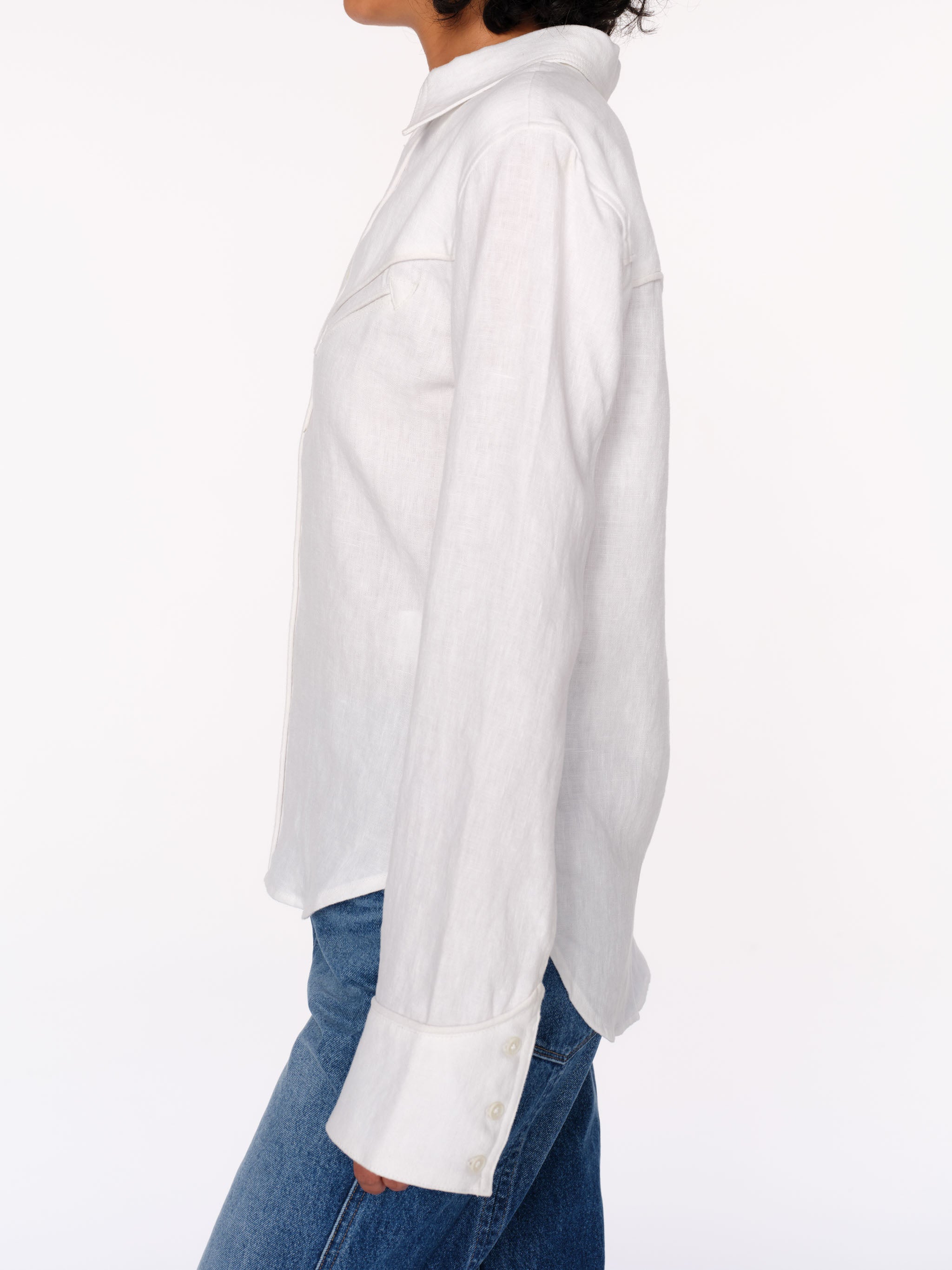 Women's White Linen Button Down Shirt