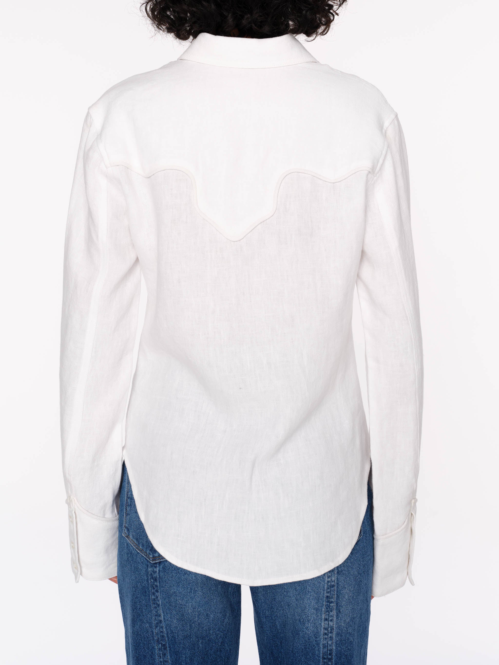 Women's White Linen Button Down Shirt