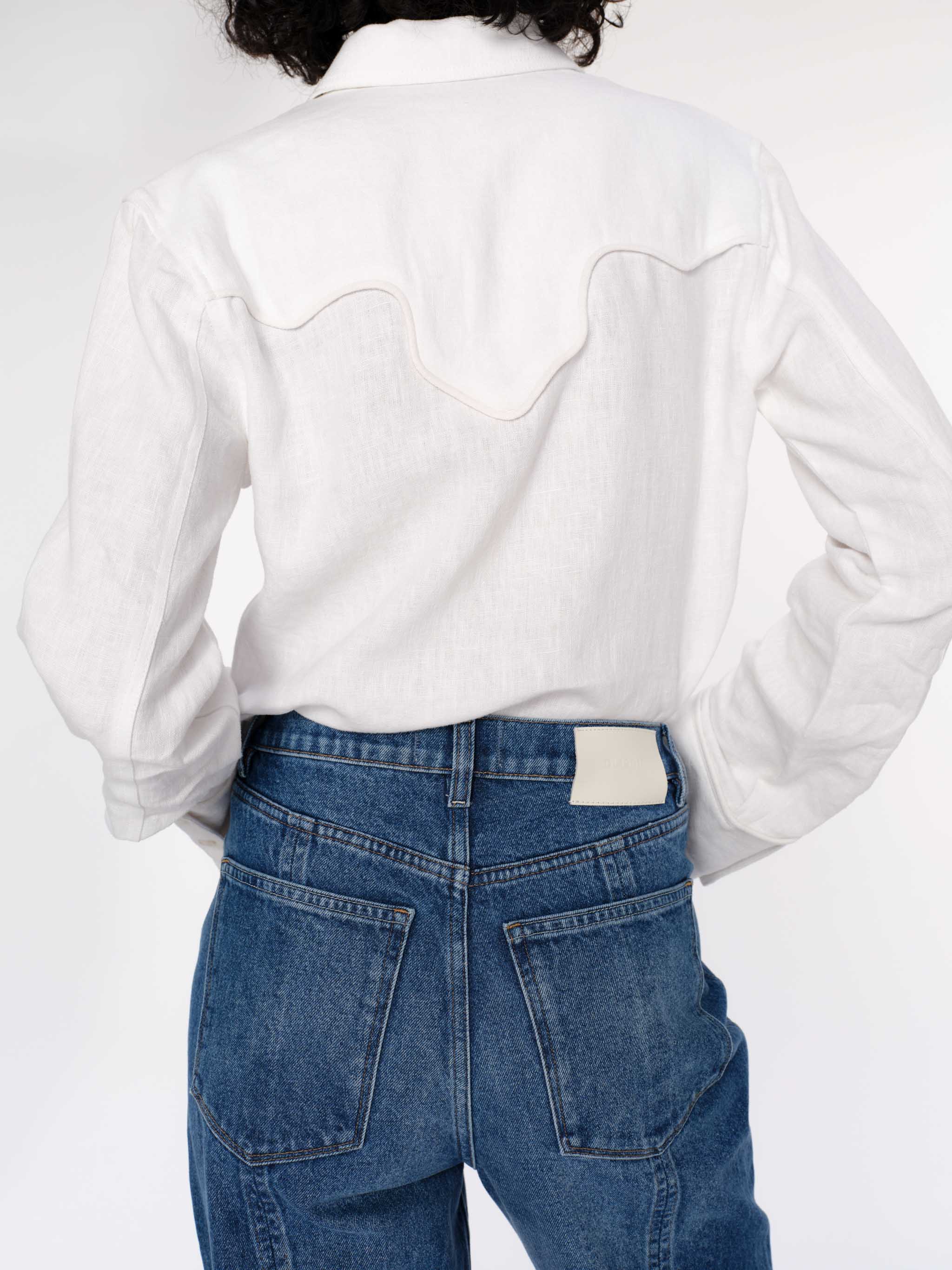 Women's White Linen Button Down Shirt