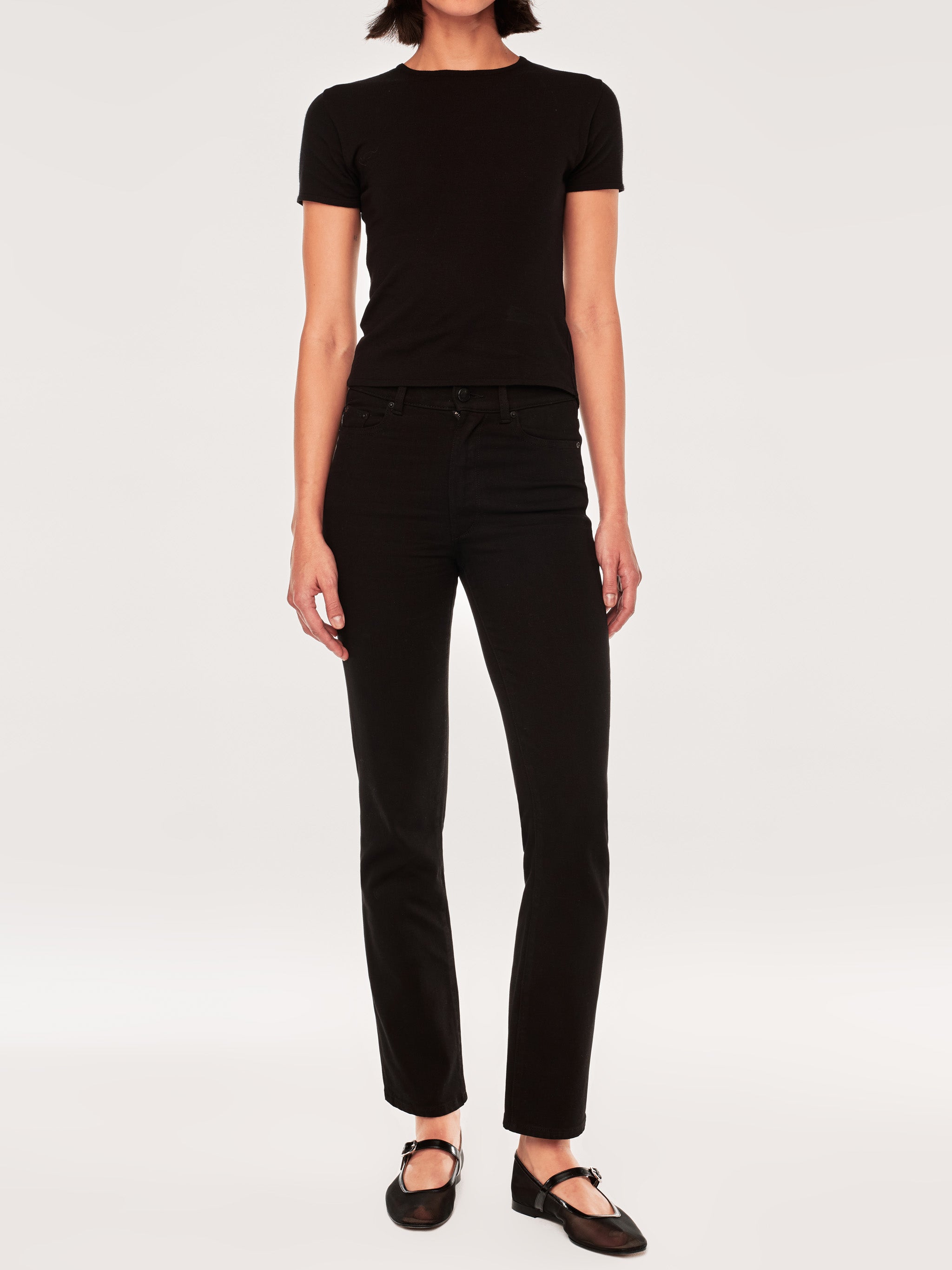 women's straight black jean