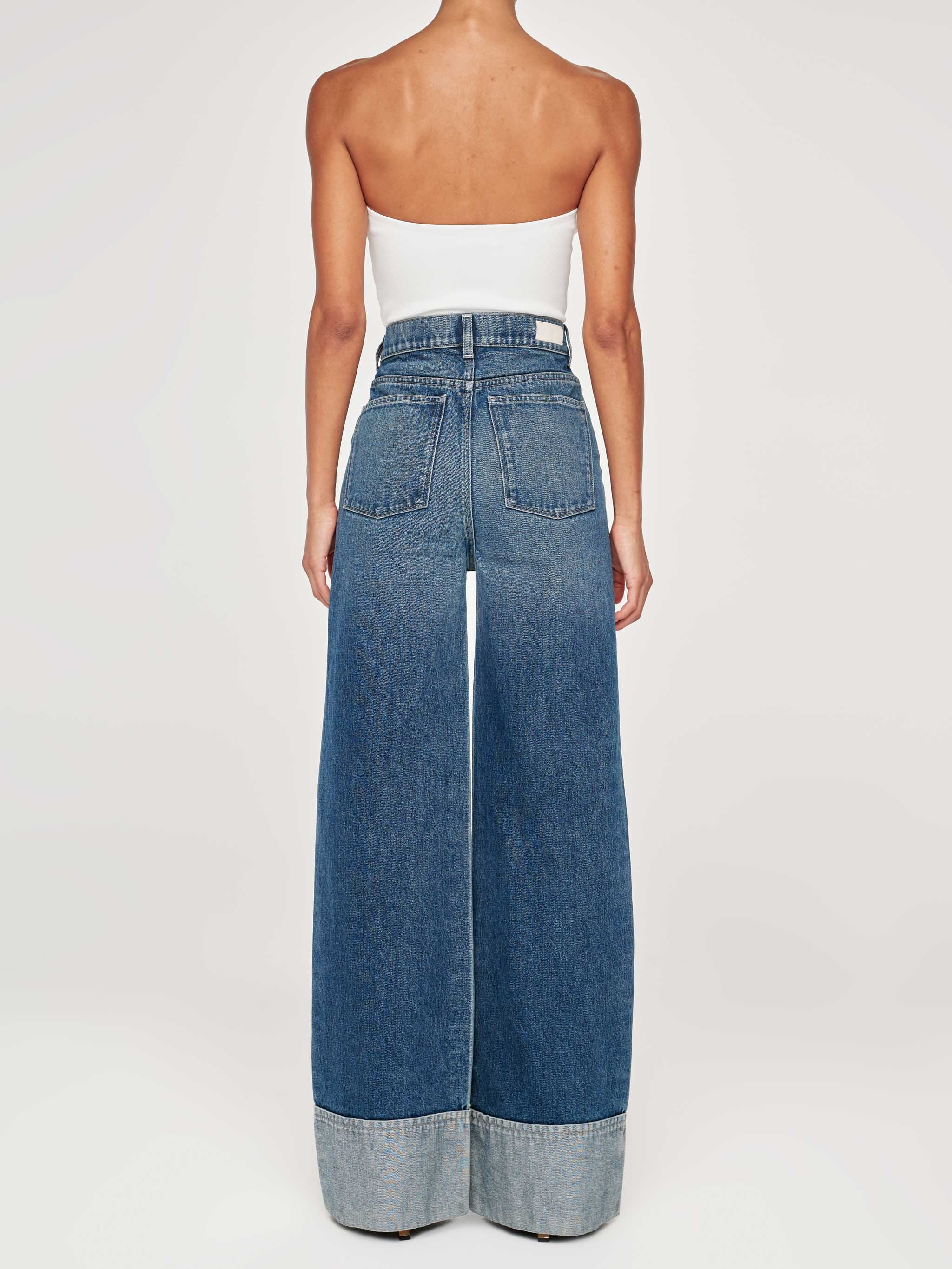 women's wide leg blue jean