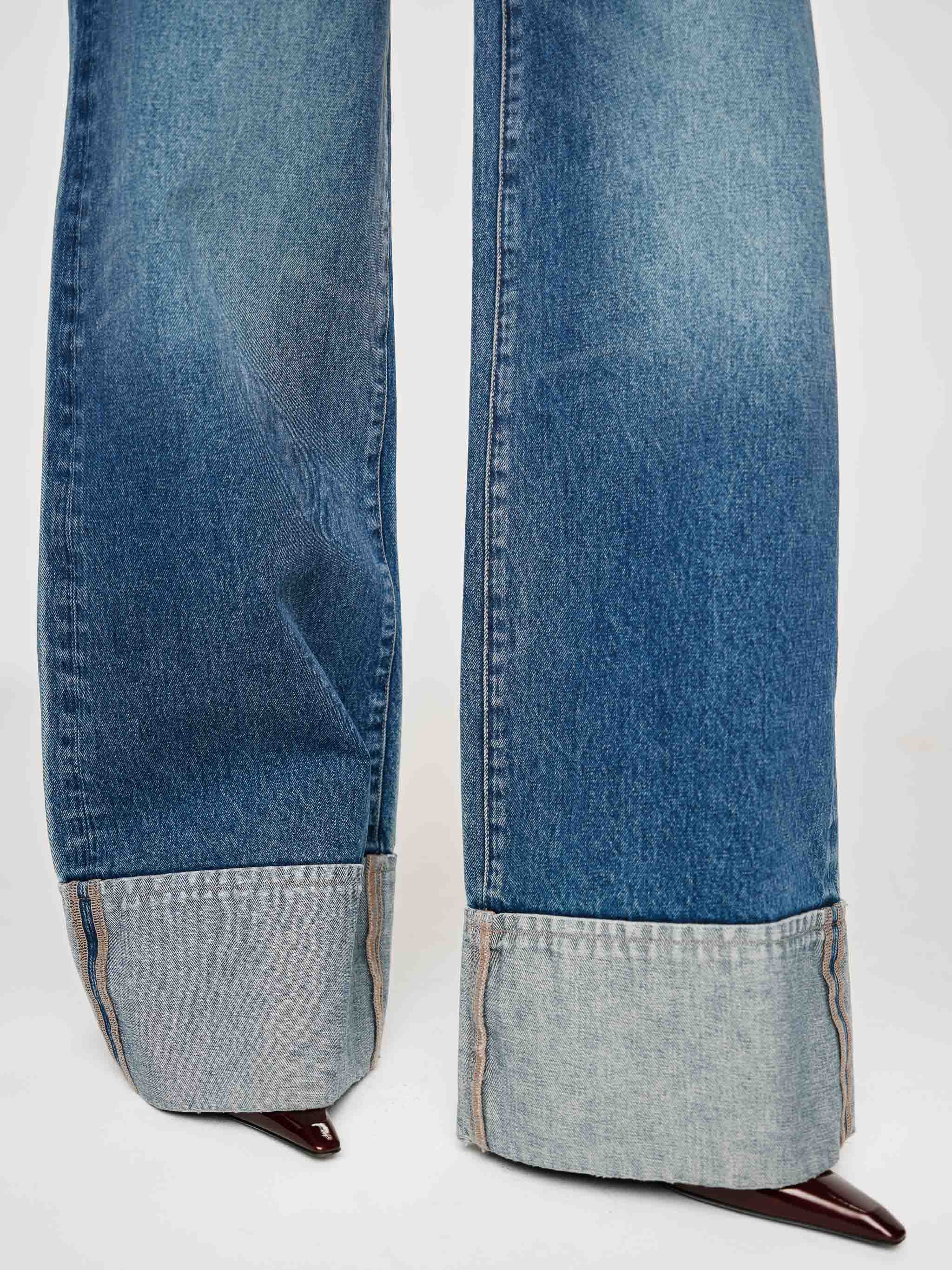women's wide leg blue jean