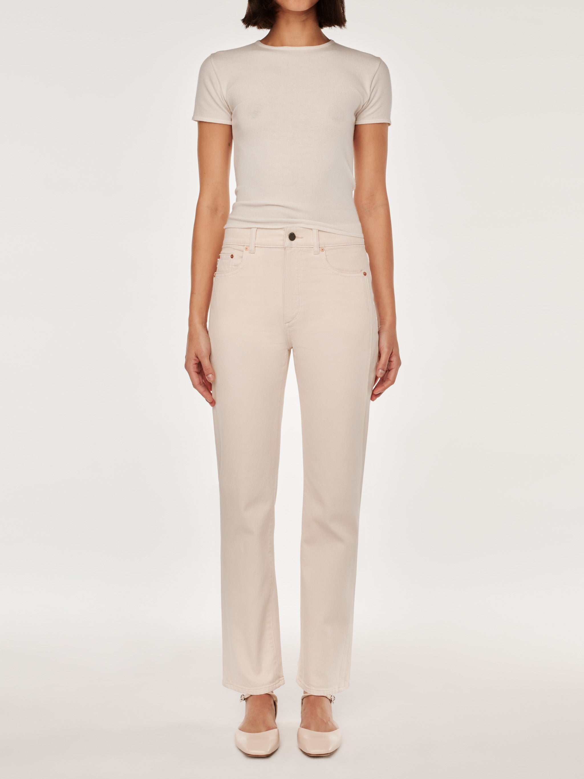 women's straight white jean