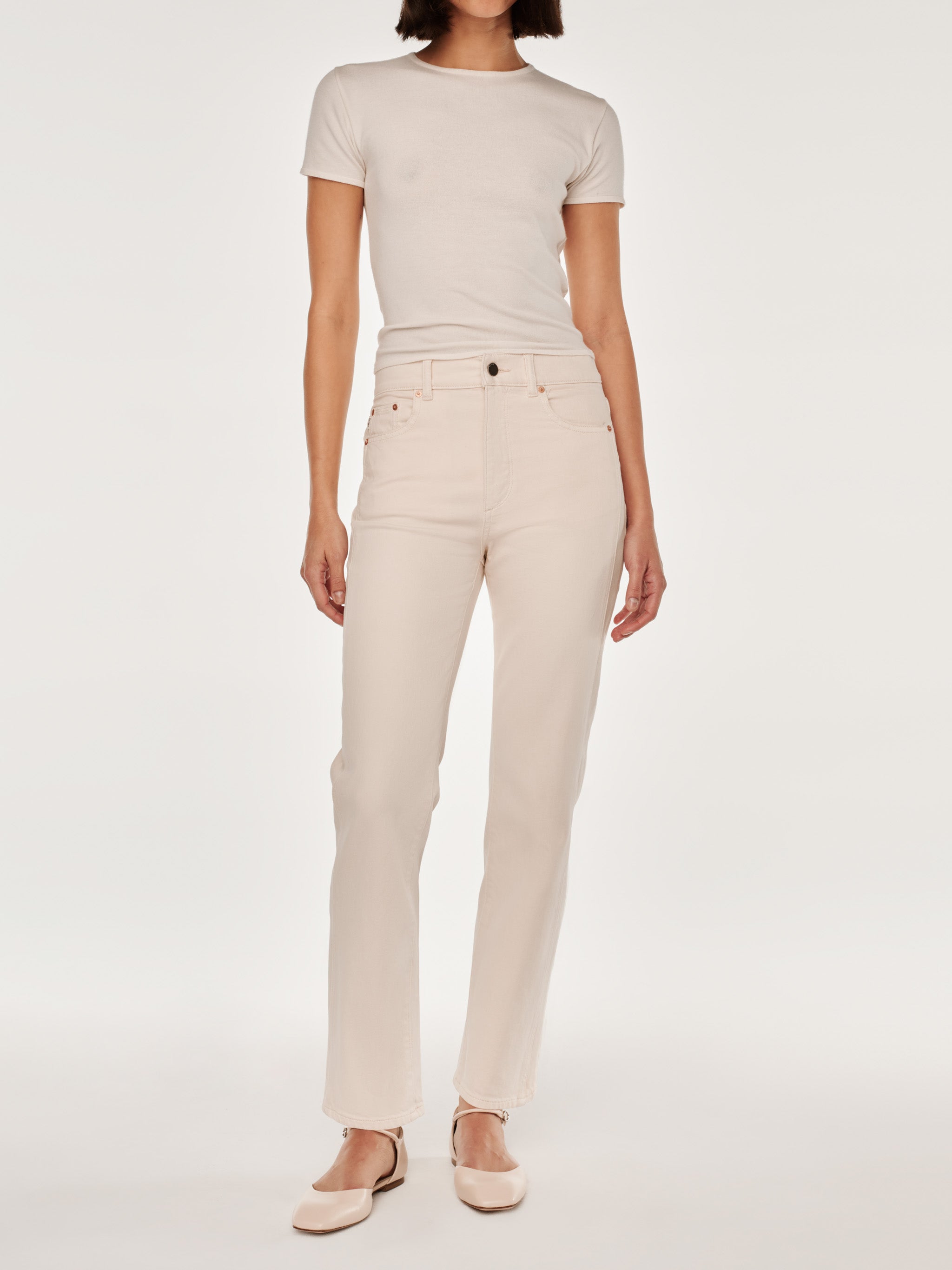 women's straight white jean