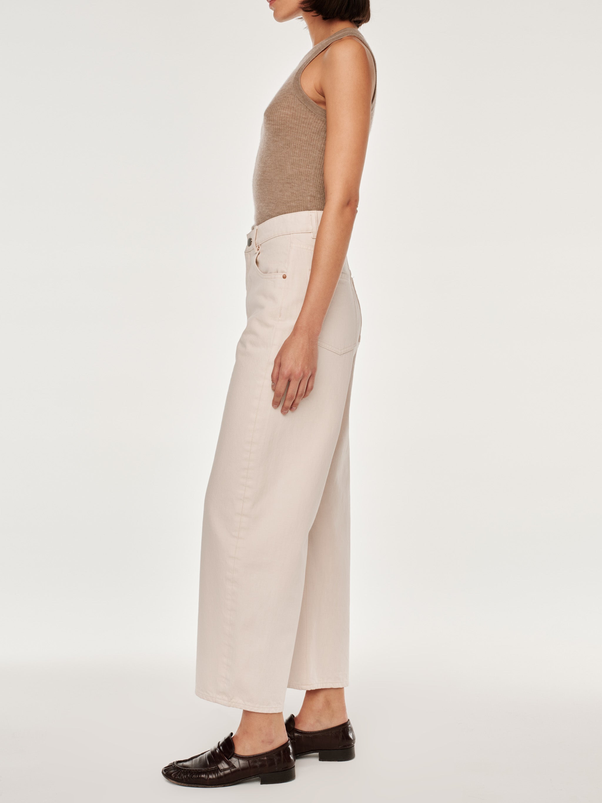 women's barrel white jean