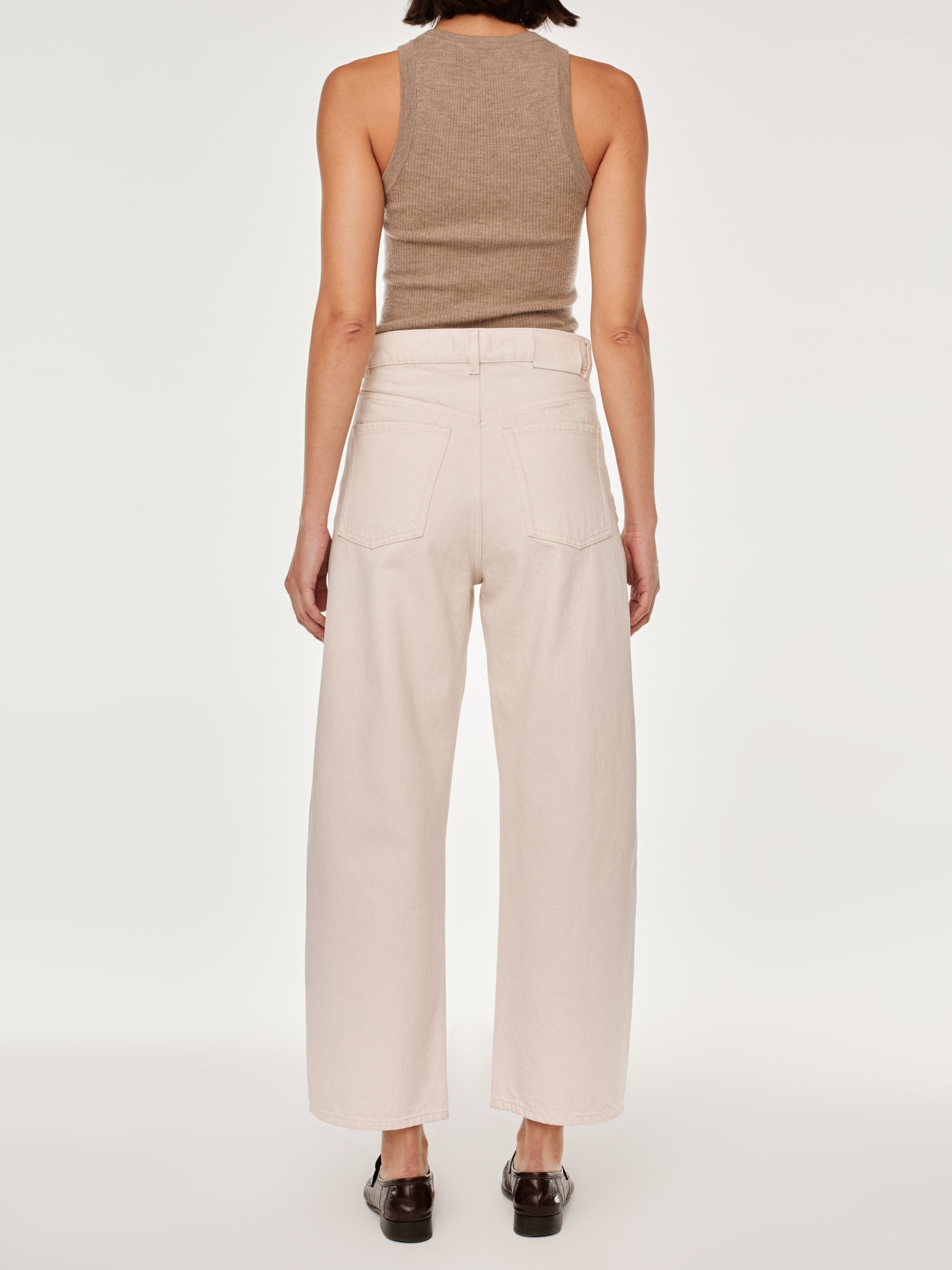 women's barrel white jean