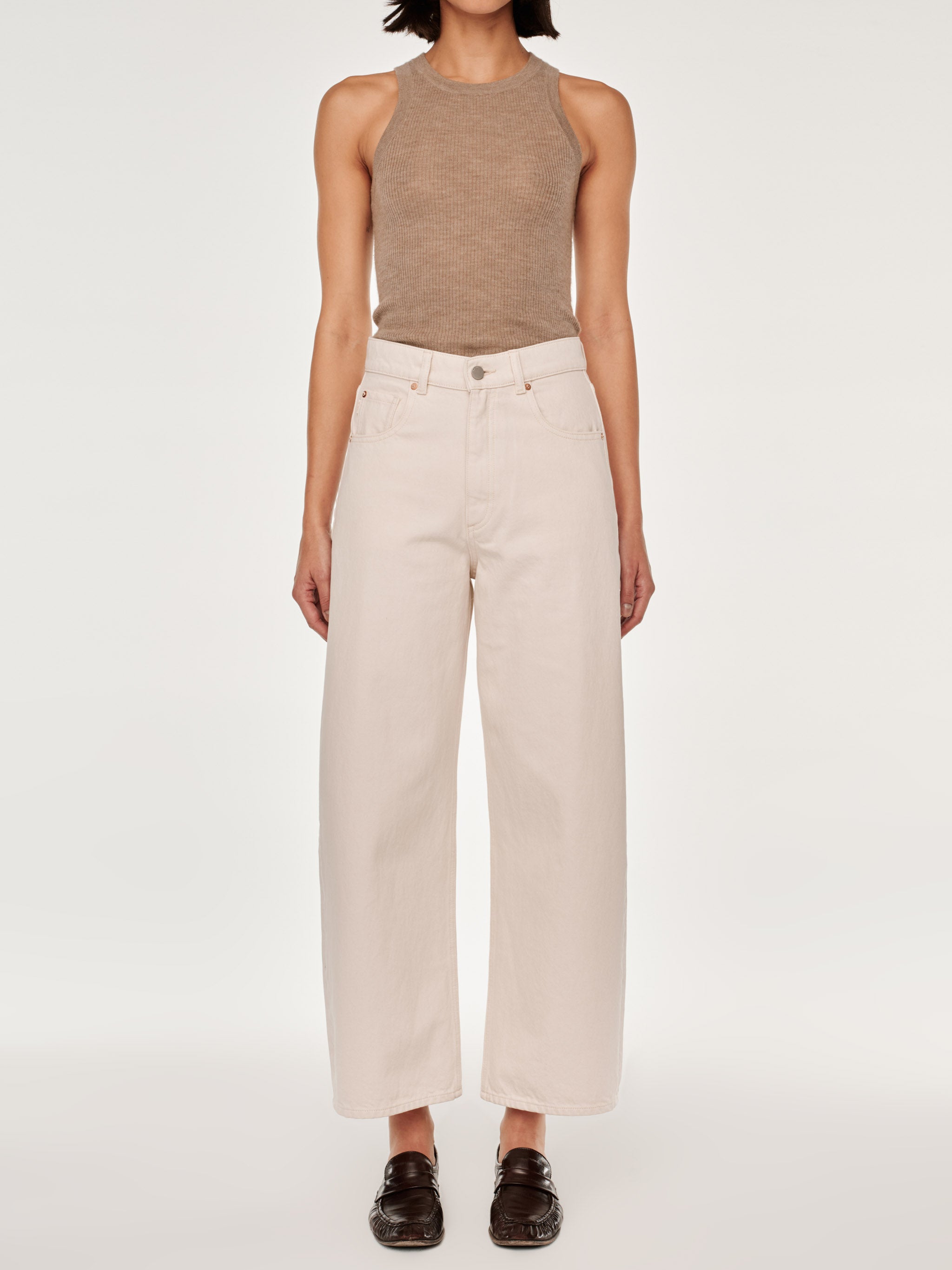 women's barrel white jean