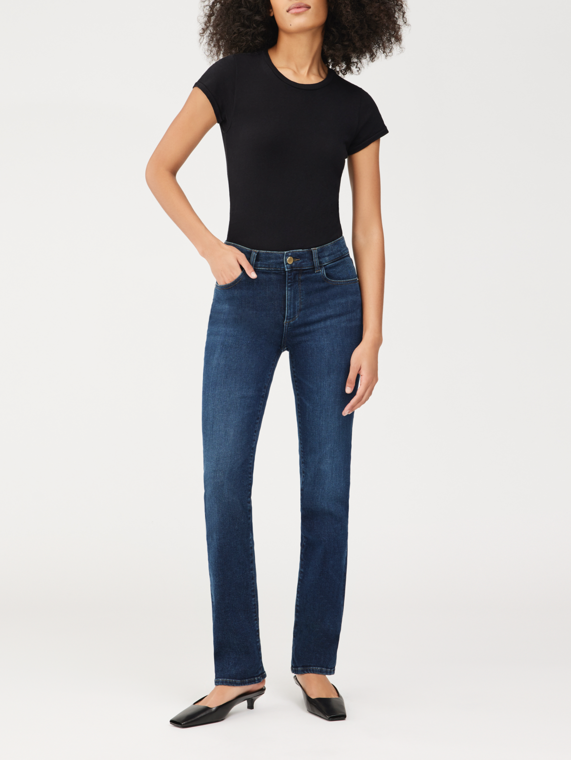 women's straight blue jean