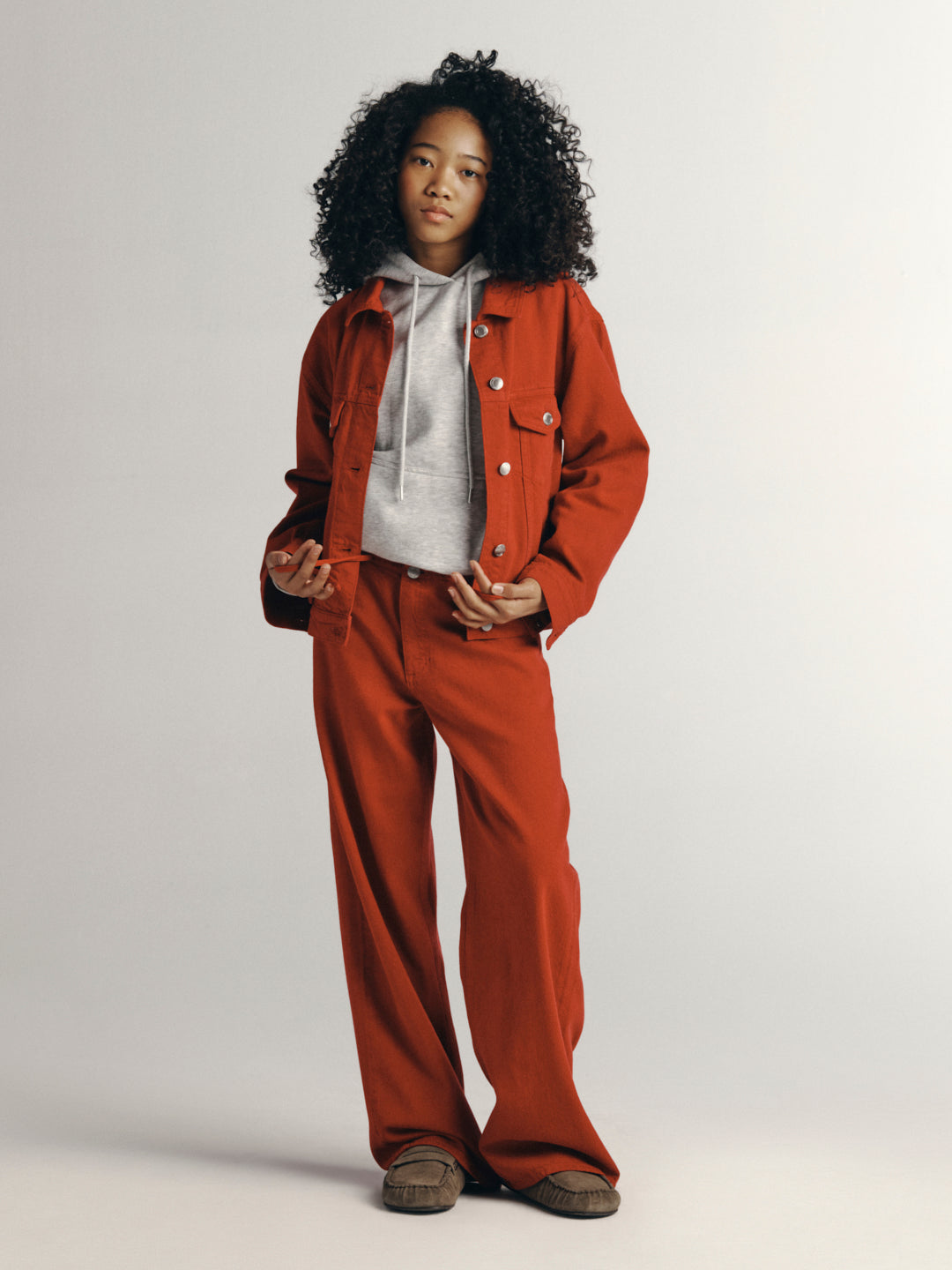 DL1961 girls' Frankie Low-Slung Wide Leg Jeans in Rouge (red)