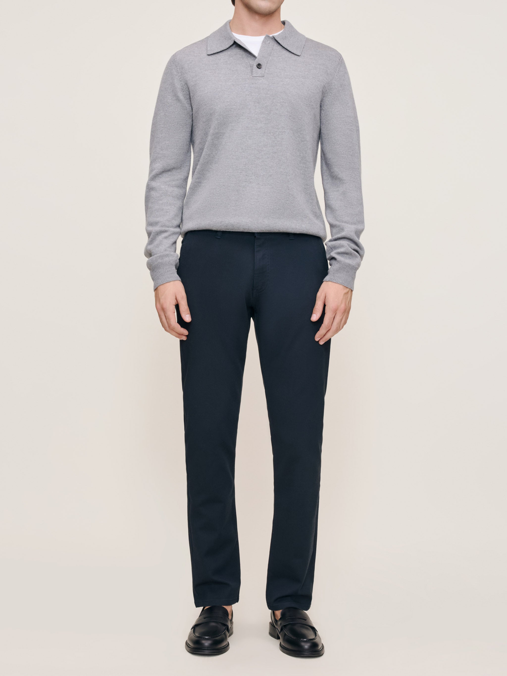 DL1961 Long Sleeve Knit Polo Sweater - Grey Melange DL1961 Long Sleeve Knit Polo Sweater - Grey Melange
