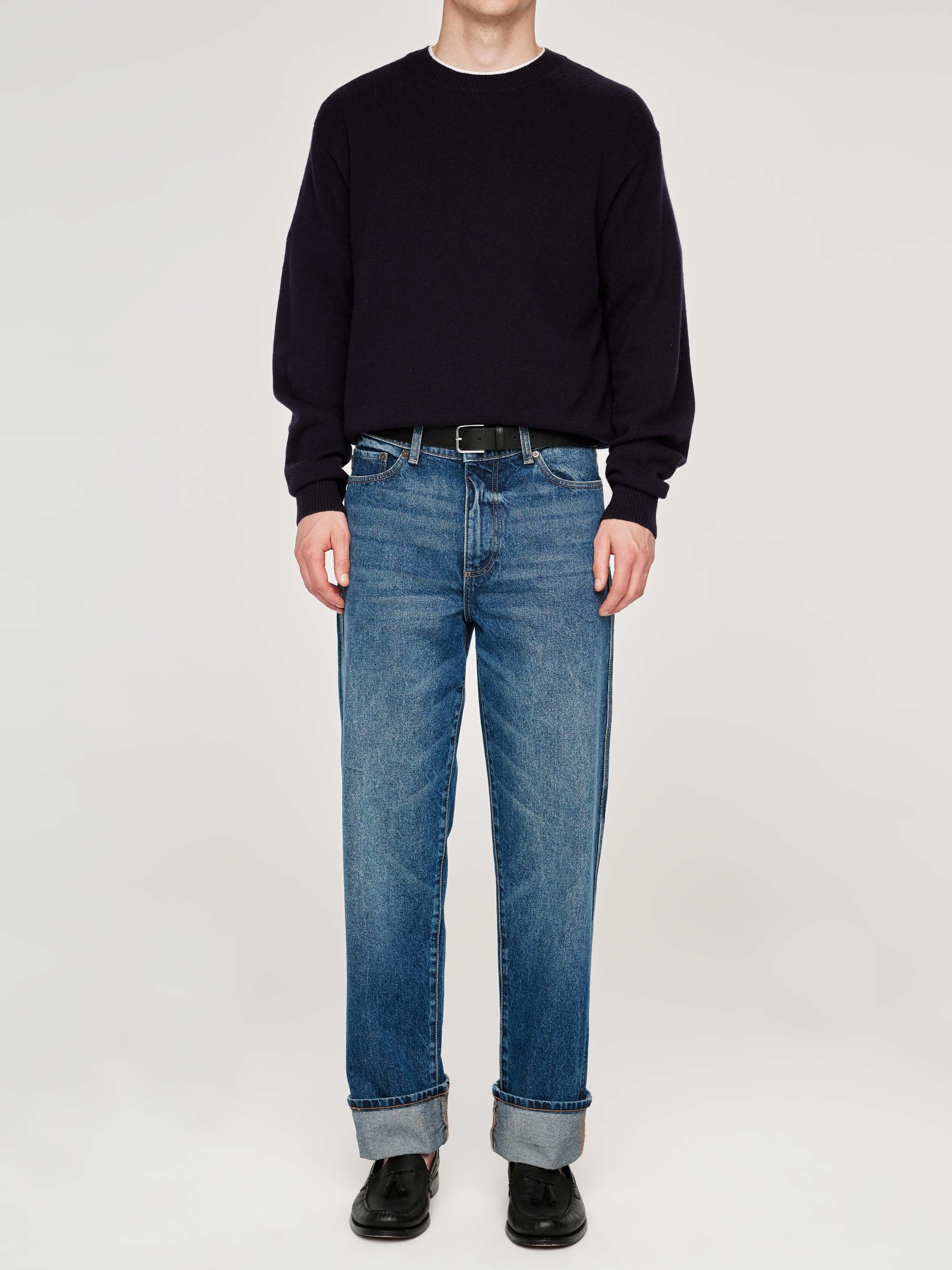 Noah Straight Jeans | Alamo Cuffed (Mid Indigo)