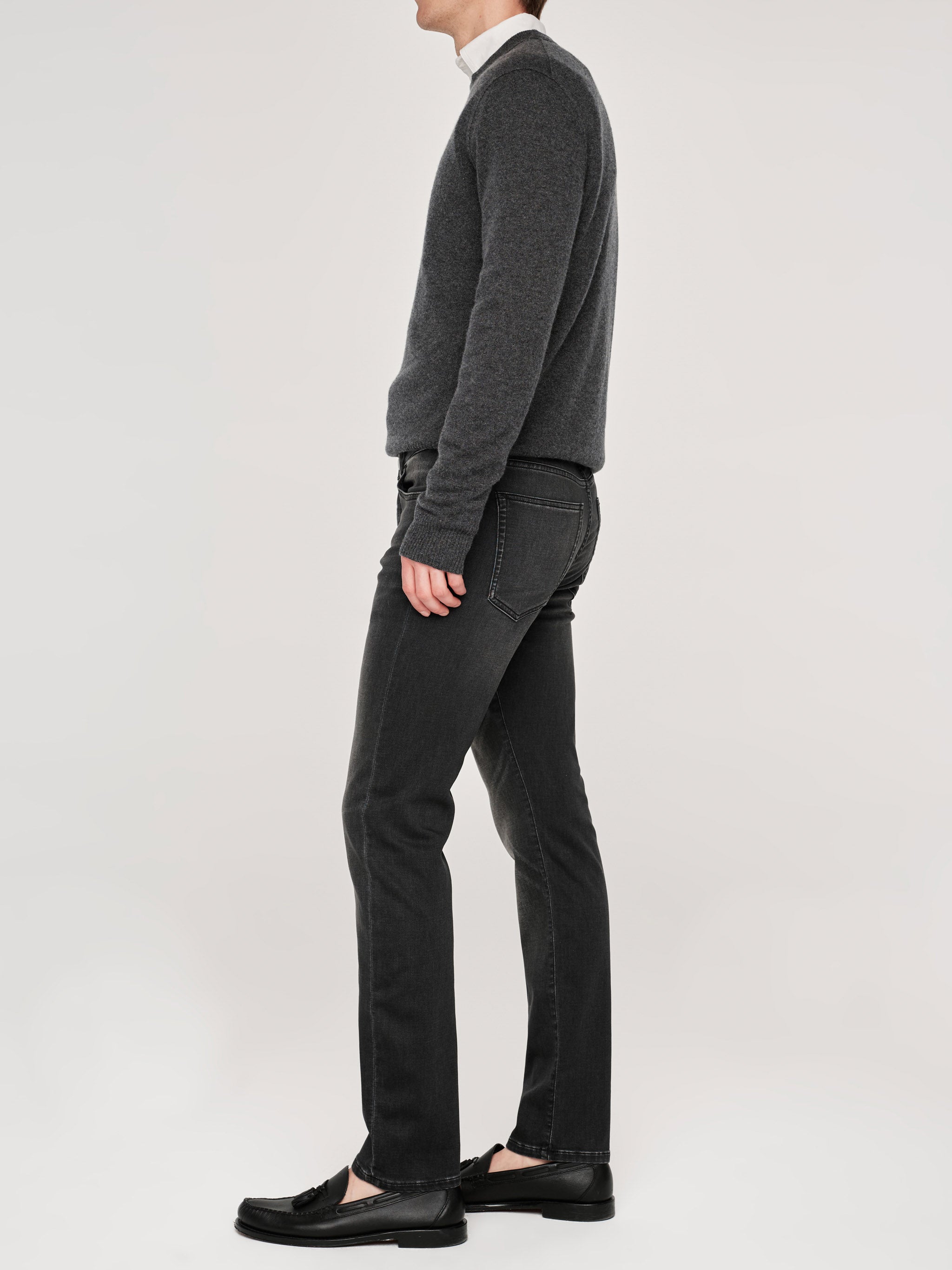 Russell Slim Straight Jeans | Washed Black Knit