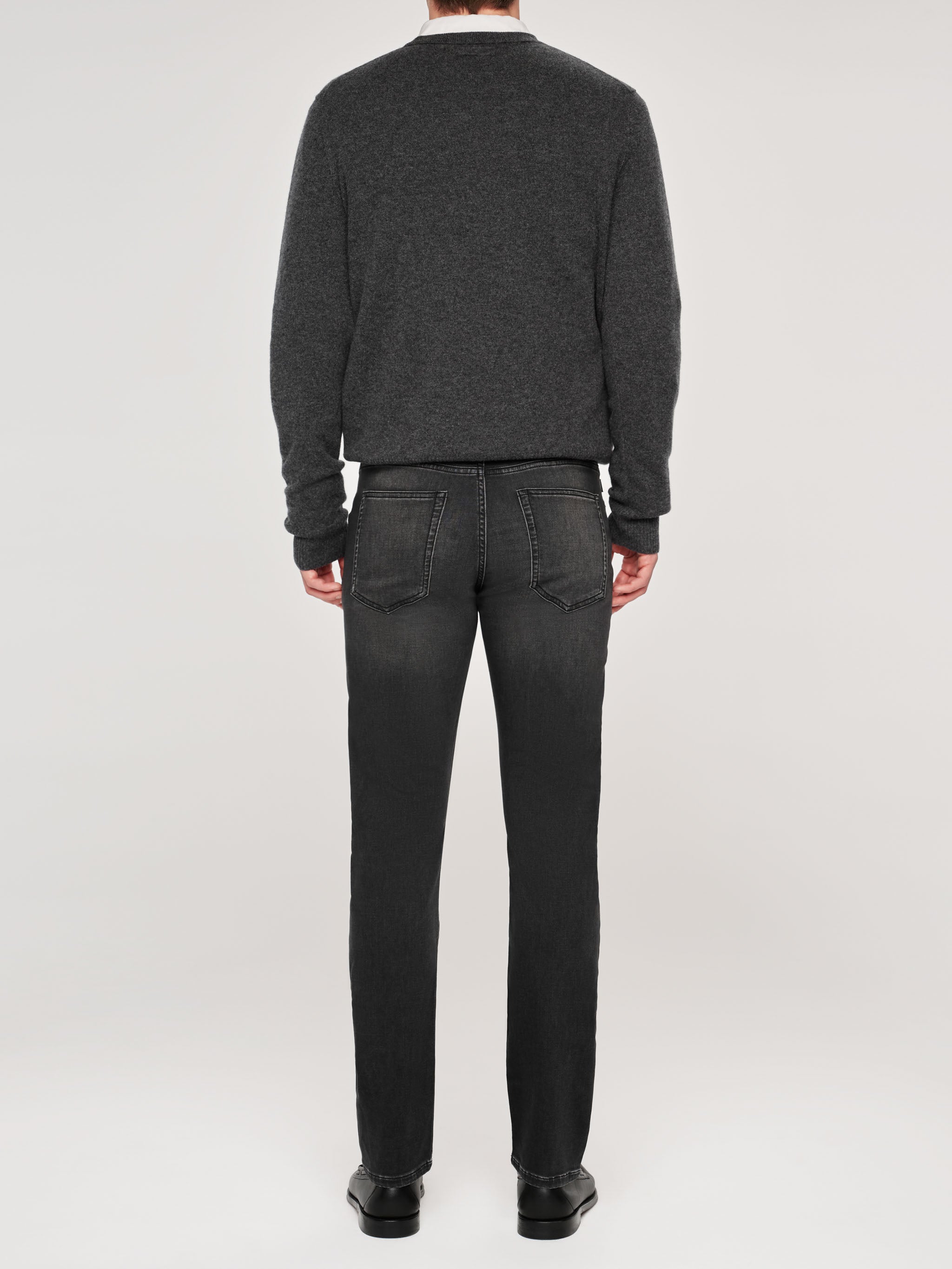 Russell Slim Straight Jeans | Washed Black Knit