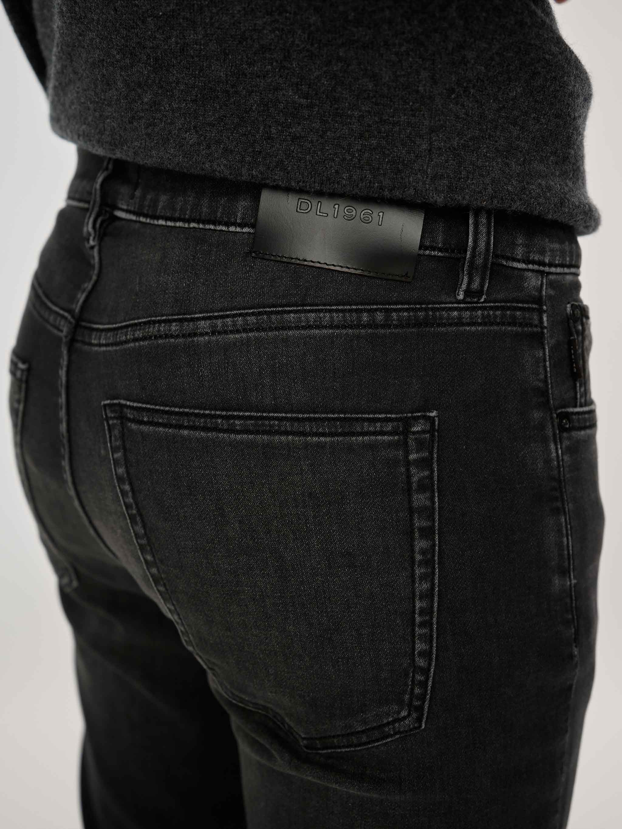 Russell Slim Straight Jeans | Washed Black Knit