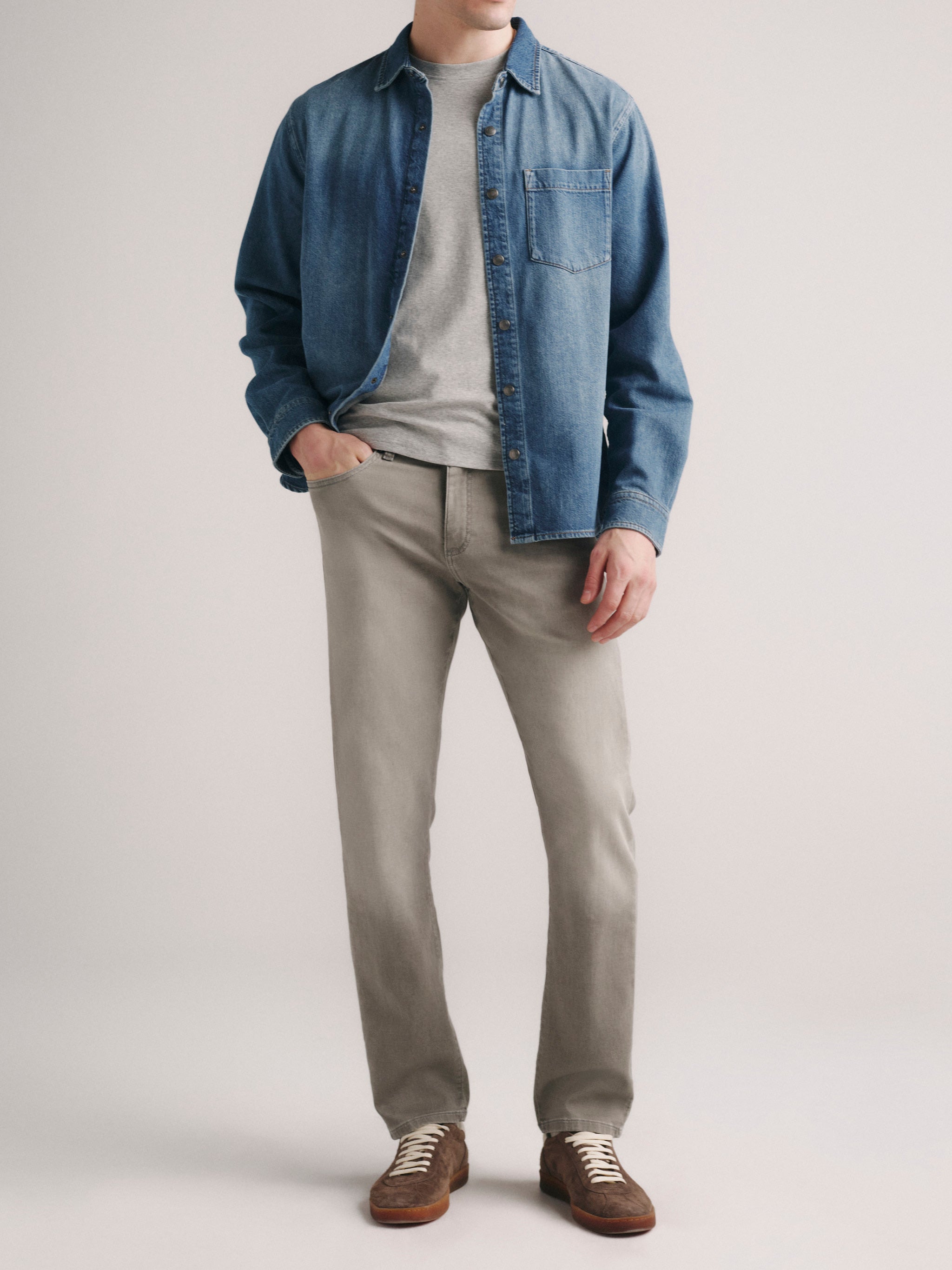 Russell Slim Straight Jeans | Washed Grey Knit