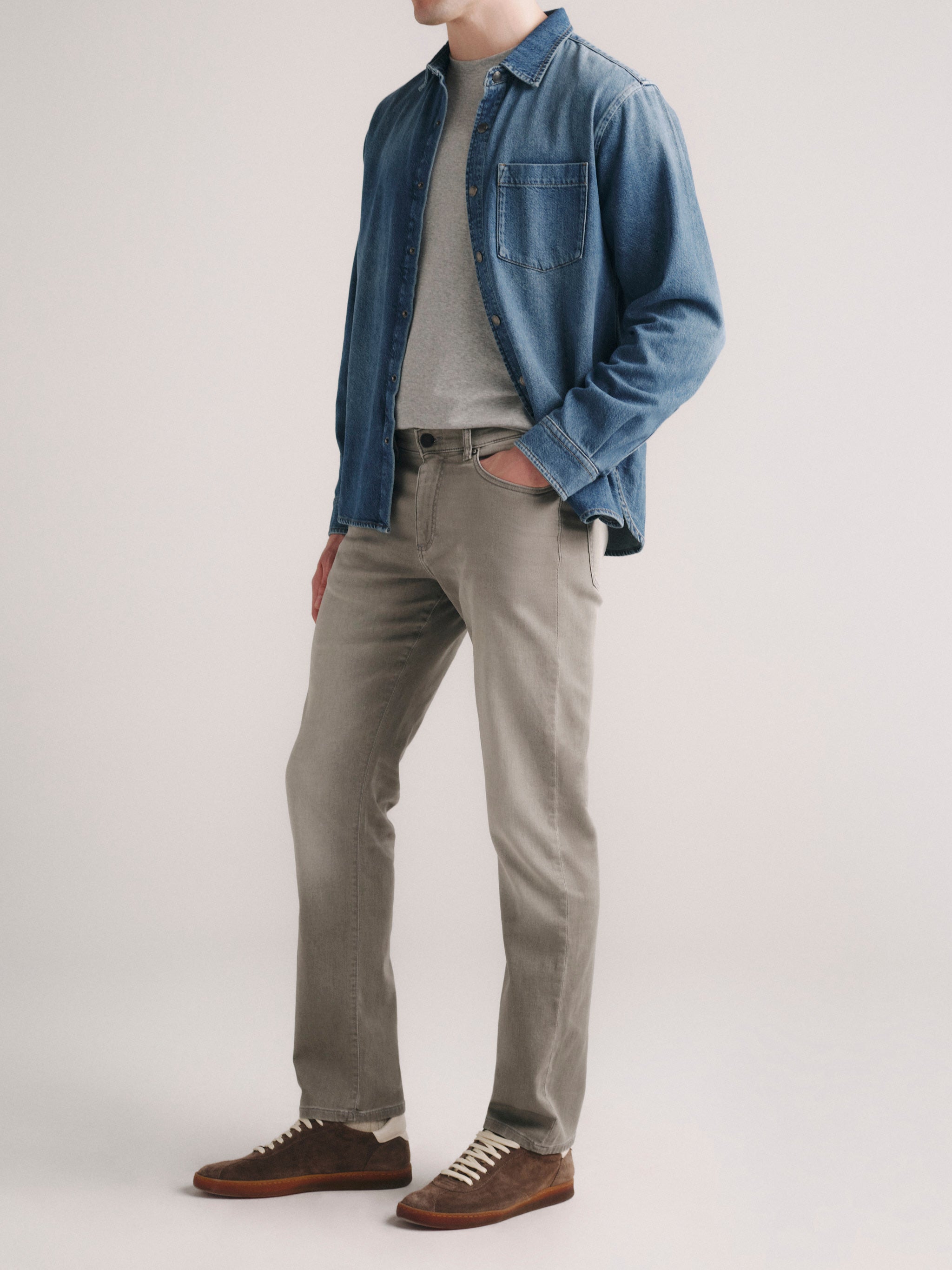 Russell Slim Straight Jeans | Washed Grey Knit