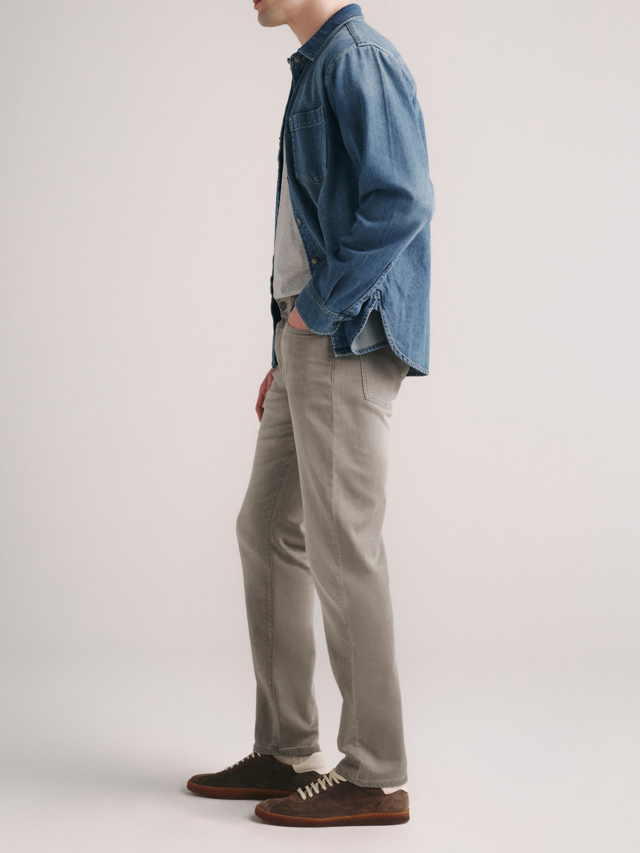 Russell Slim Straight Jeans | Washed Grey Knit