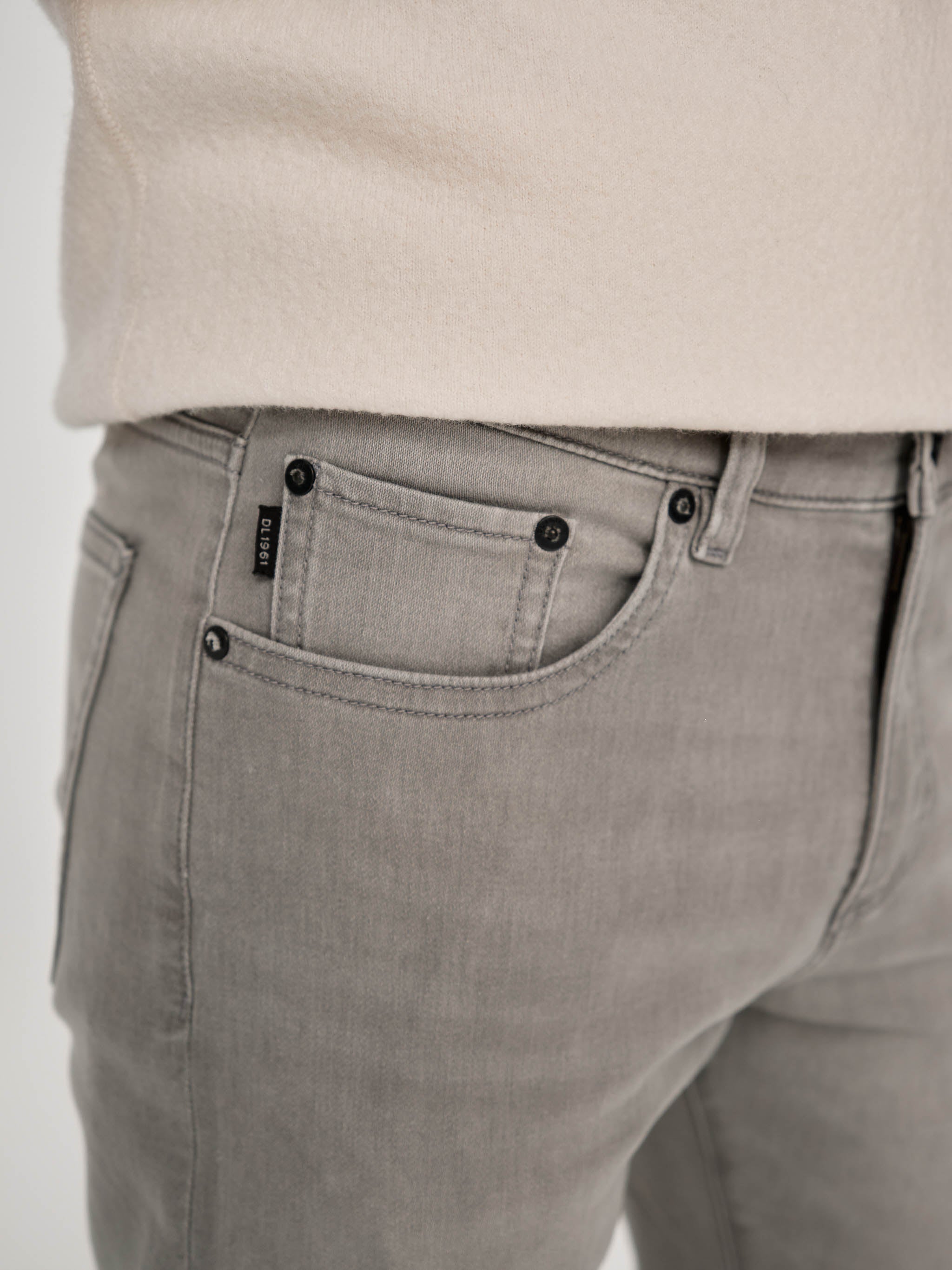 Russell Slim Straight Jeans | Washed Grey Knit