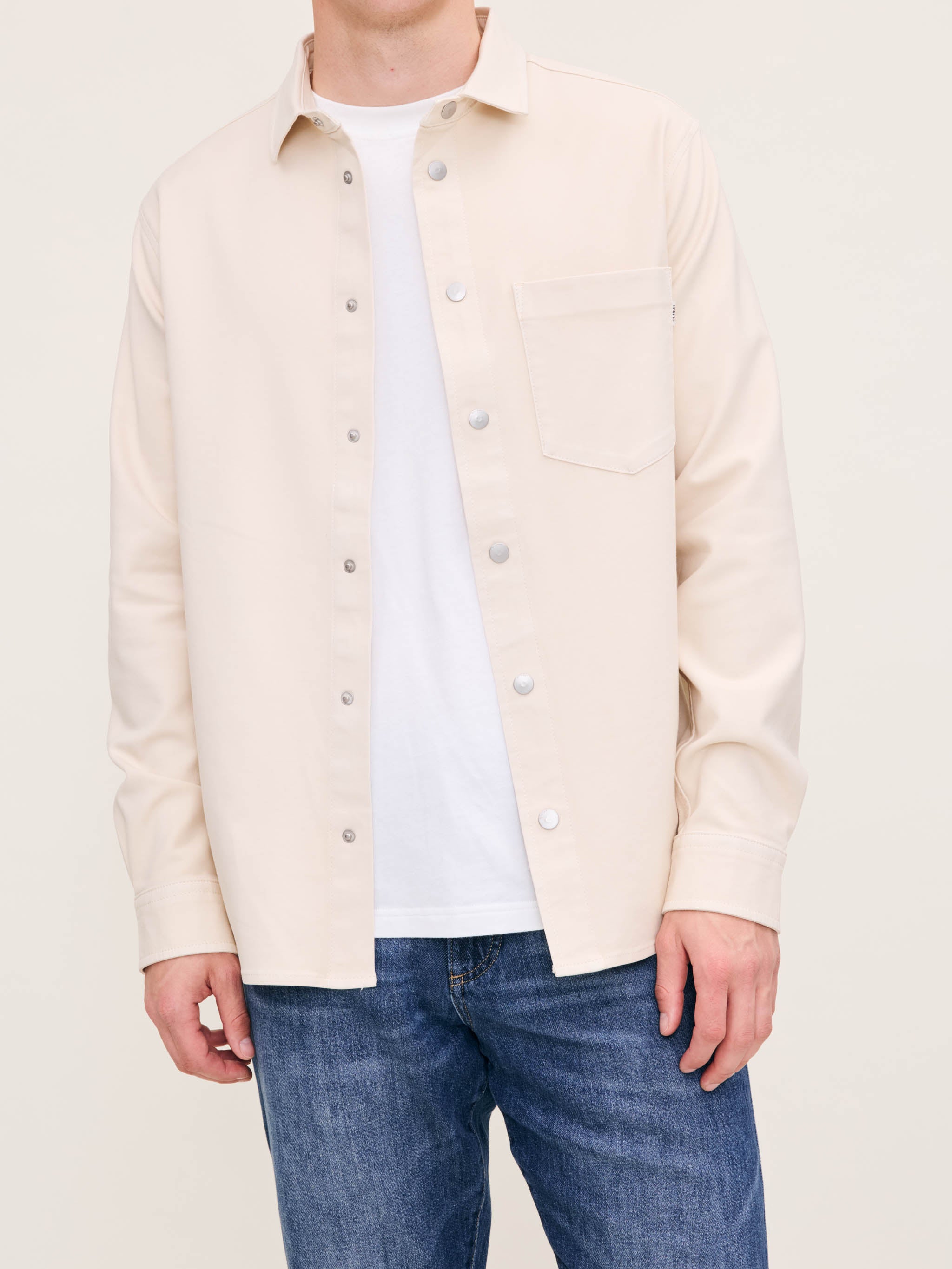 Men's Light Cream Shirt Jacket