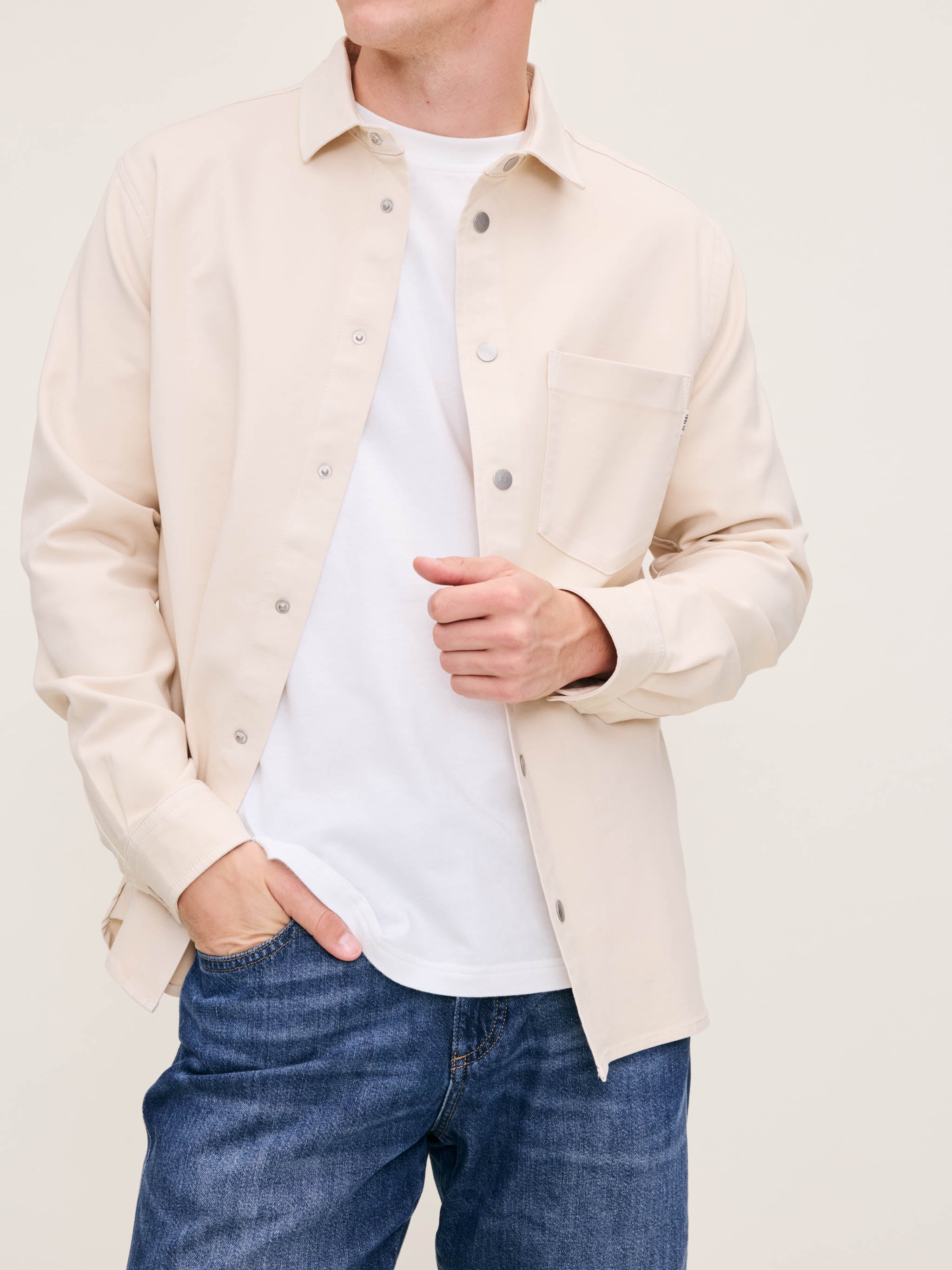 Men's Light Cream Shirt Jacket