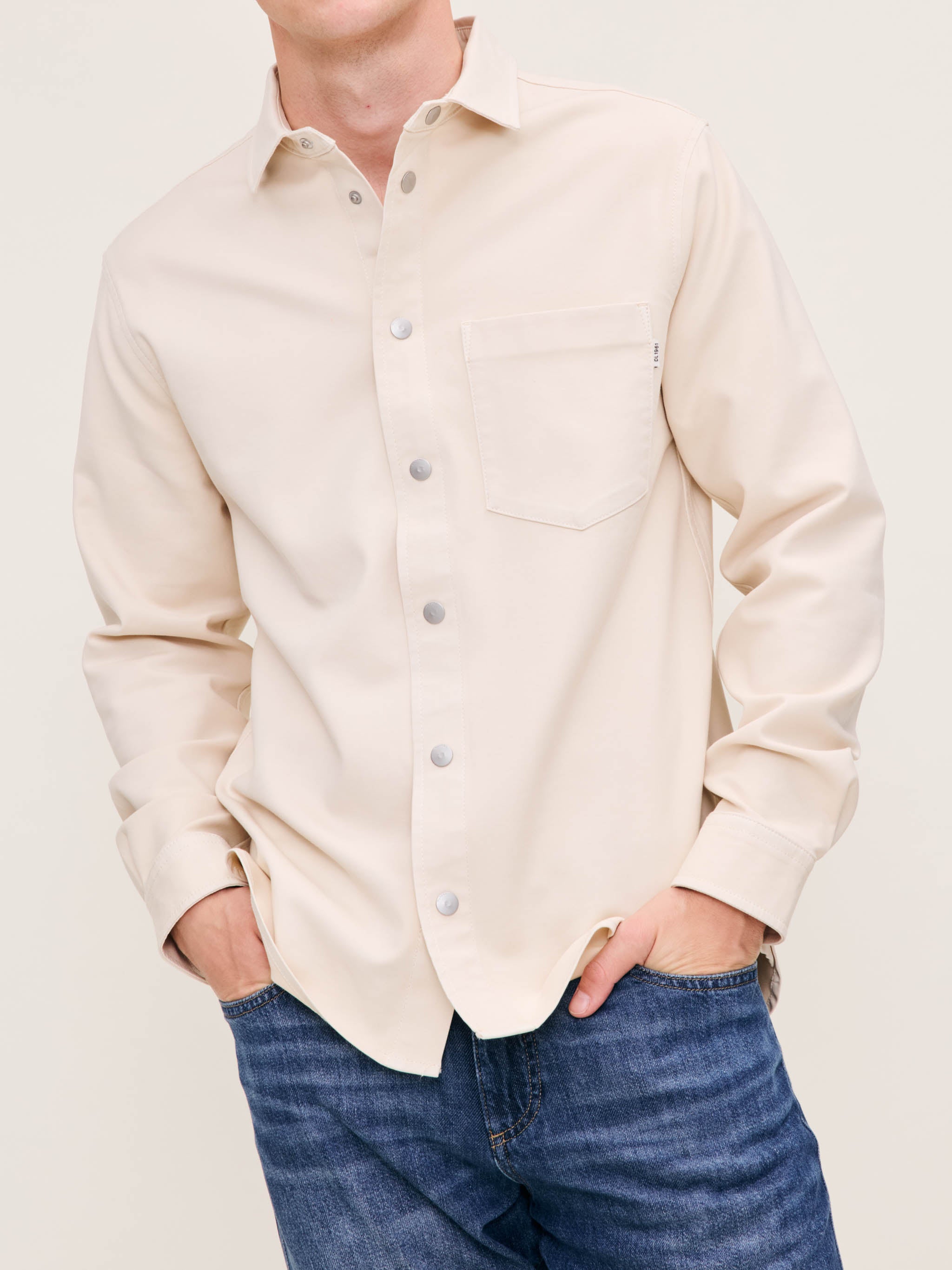 Men's Light Cream Shirt Jacket