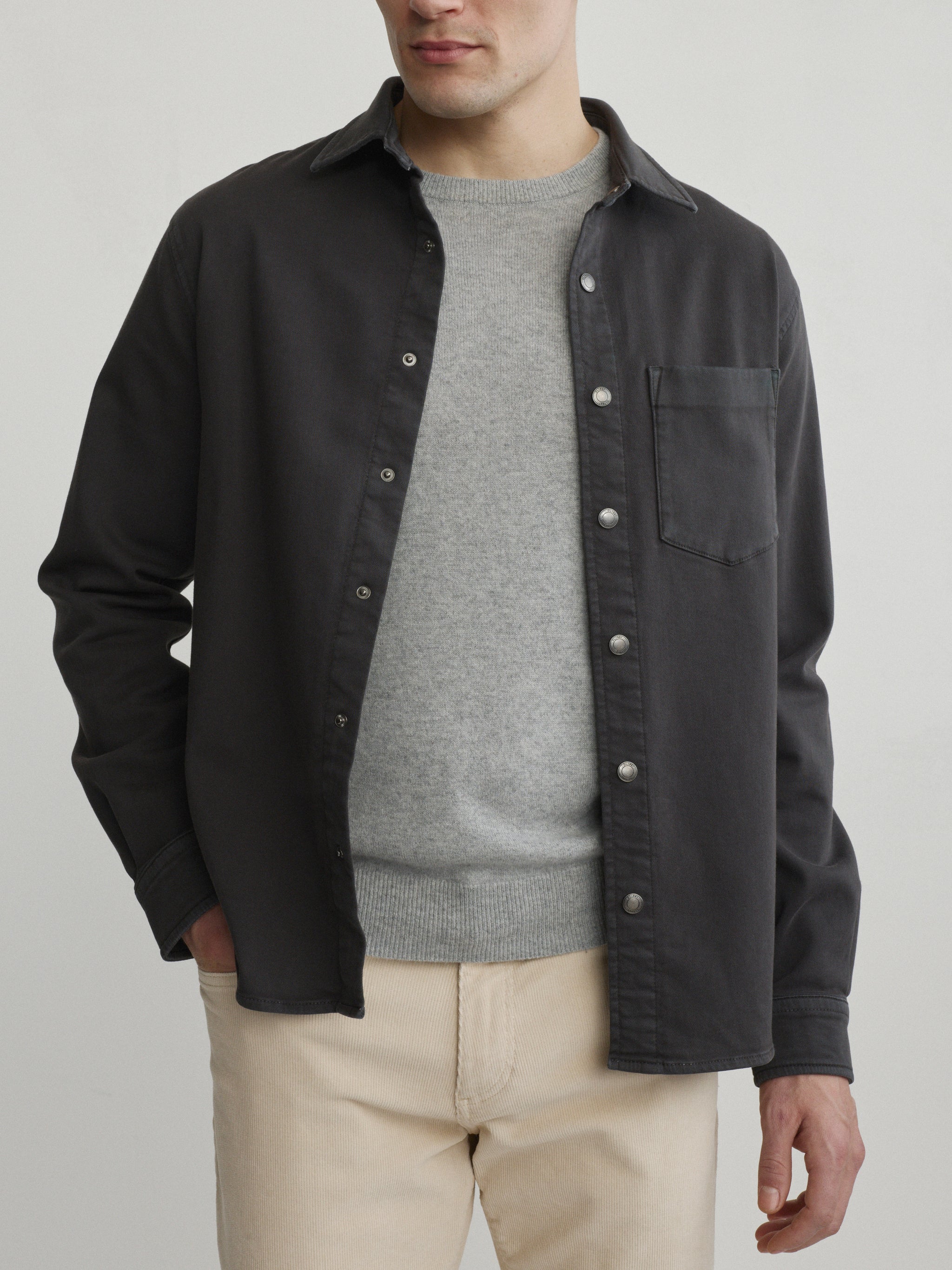 Dominick Knit Denim Shirt | Charcoal