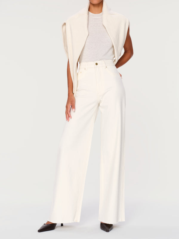 women's wide leg white jean