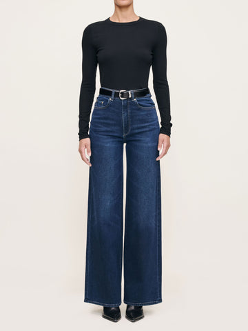 women's wide leg blue jean