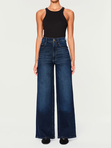 Hepburn Wide Leg  High Rise Vintage 32" Jeans | Mediterranean