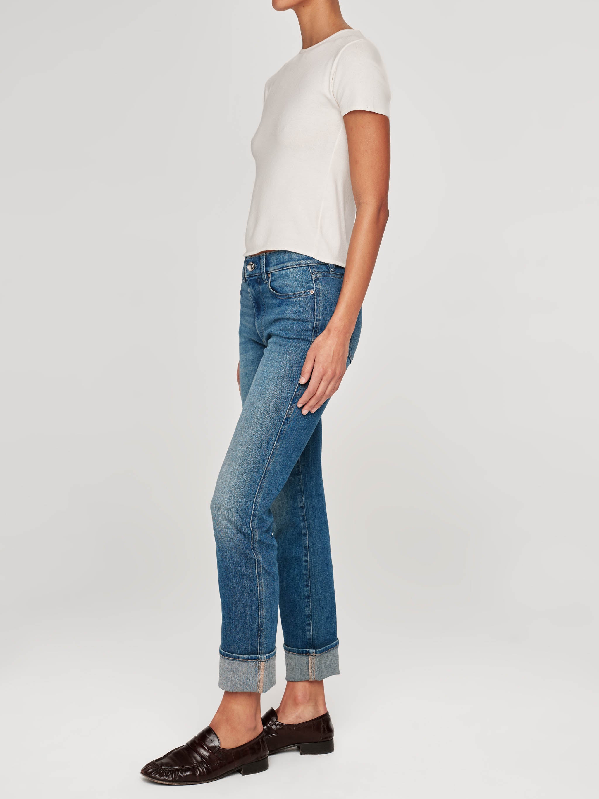 Mara Straight Mid Rise Instasculpt Ankle Jeans | Hulton Cuffed